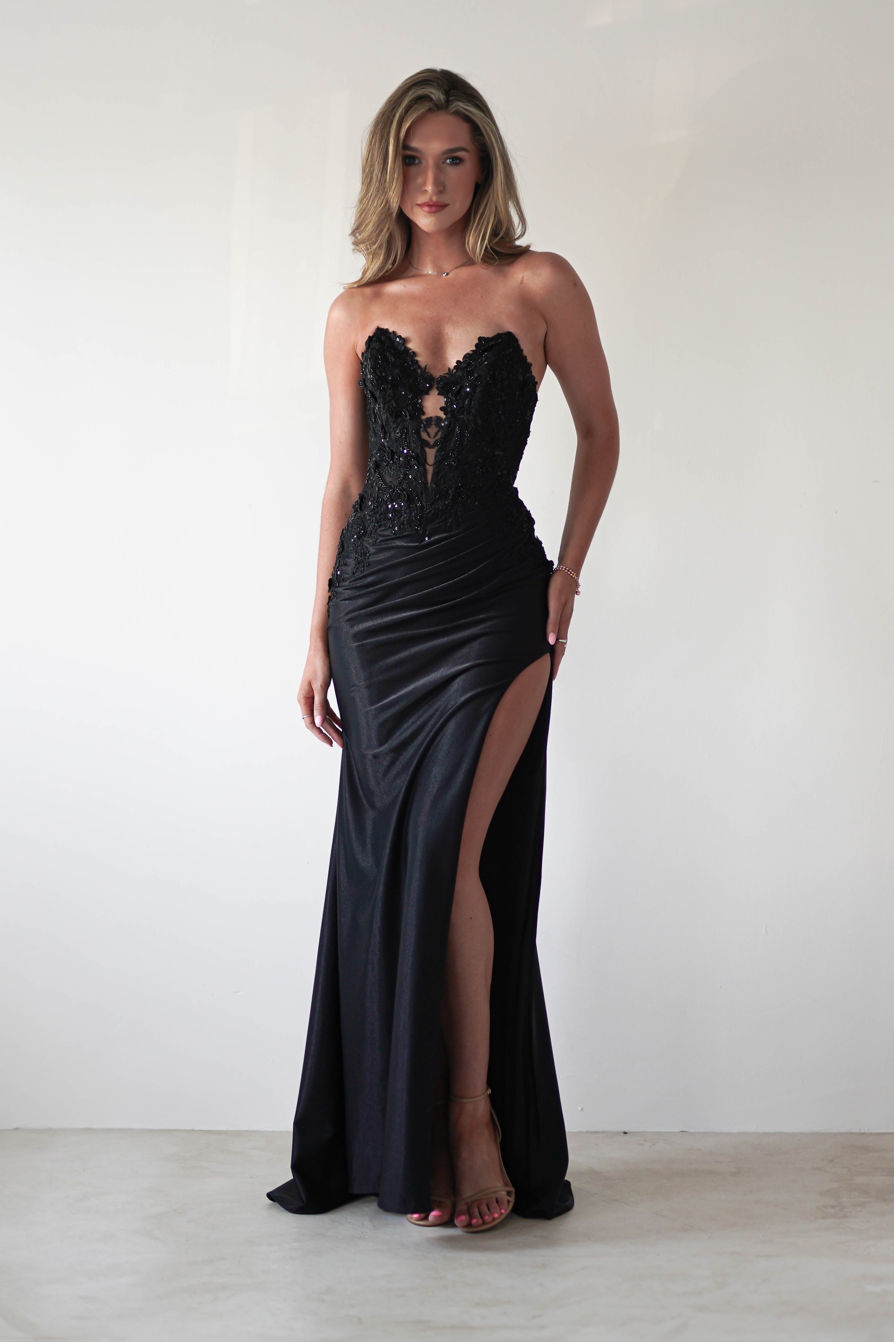 Perla Embellished Gown | Black | Debs & Prom | Formal Gown | Oh Hello Clothing