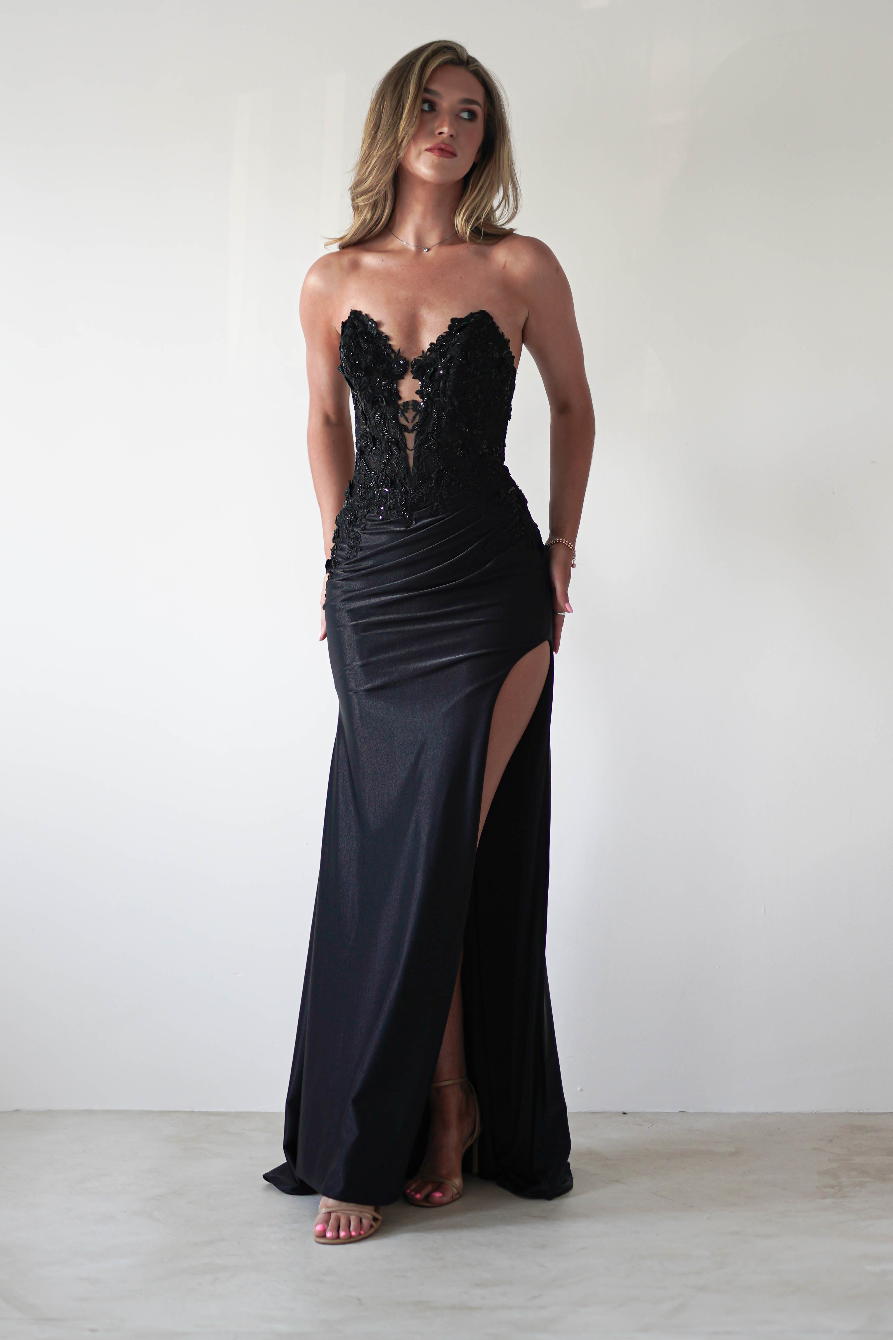 Perla Embellished Gown | Black | Debs & Prom | Formal Gown | Oh Hello Clothing
