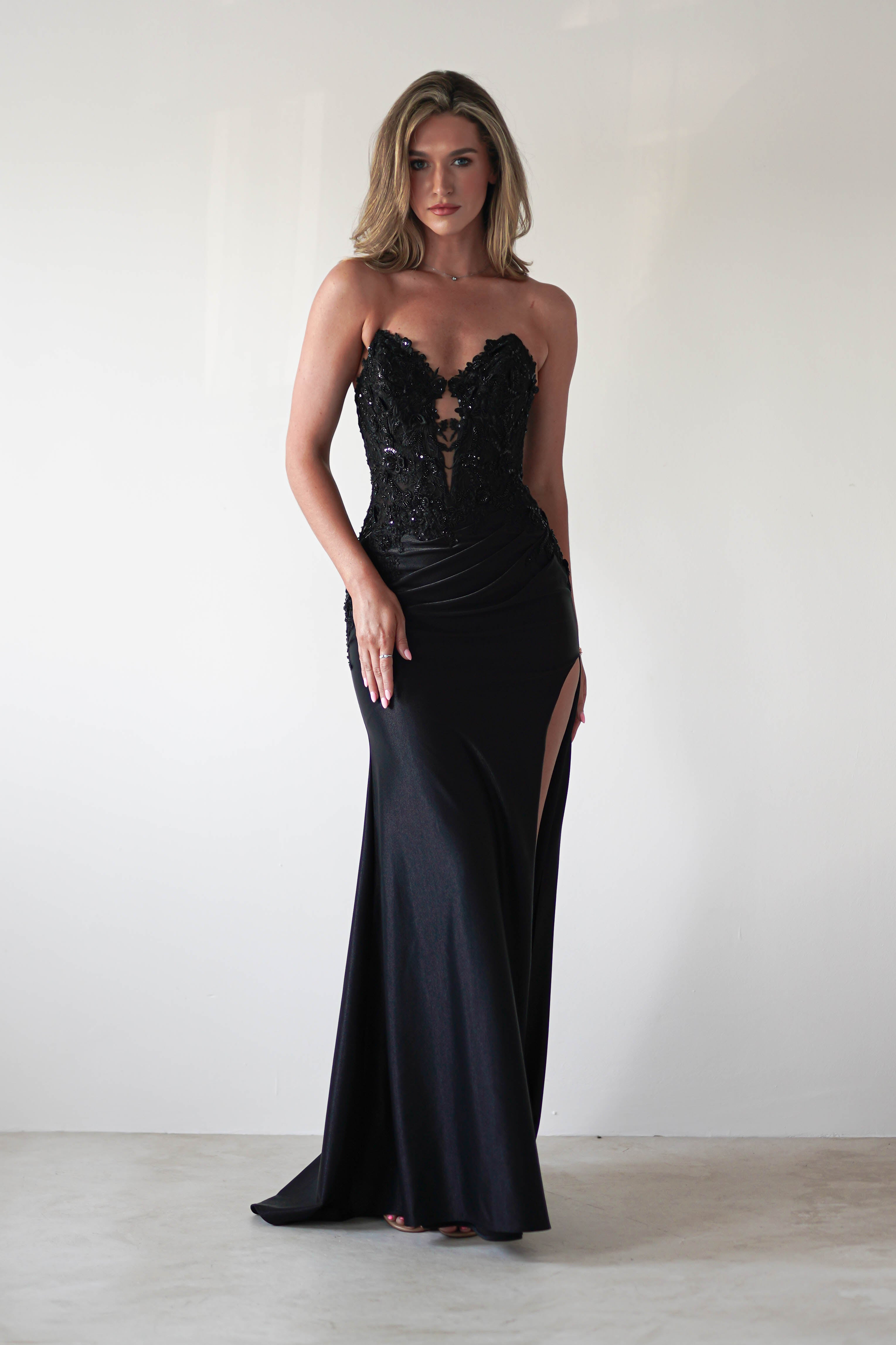 Perla Embellished Gown | Black | Debs & Prom | Formal Gown | Oh Hello Clothing