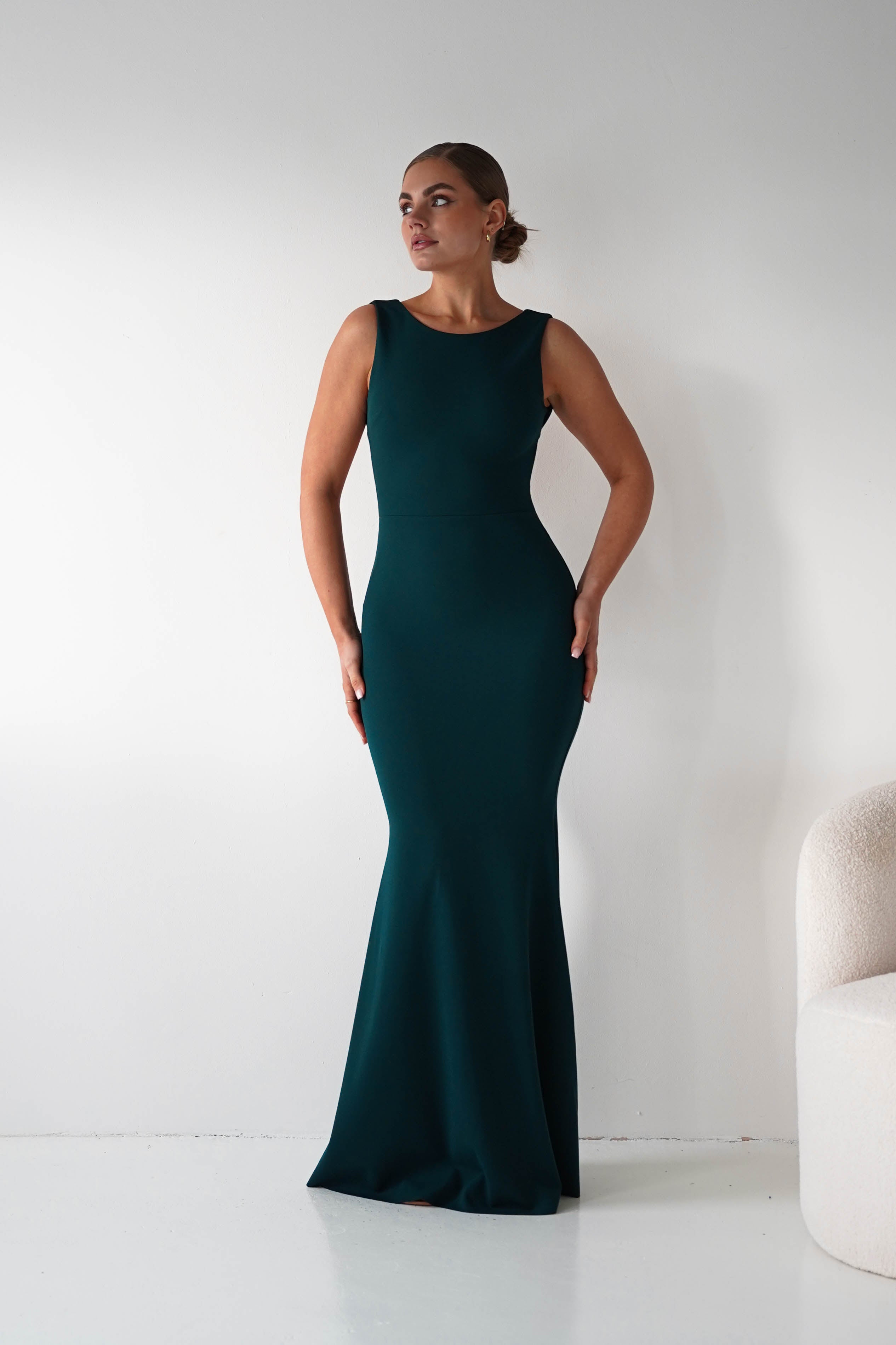 Oh Hello Clothing Women > Clothing > Dresses 1*DONE- Samantha Bow Detail Maxi Dress | DARK GREEN