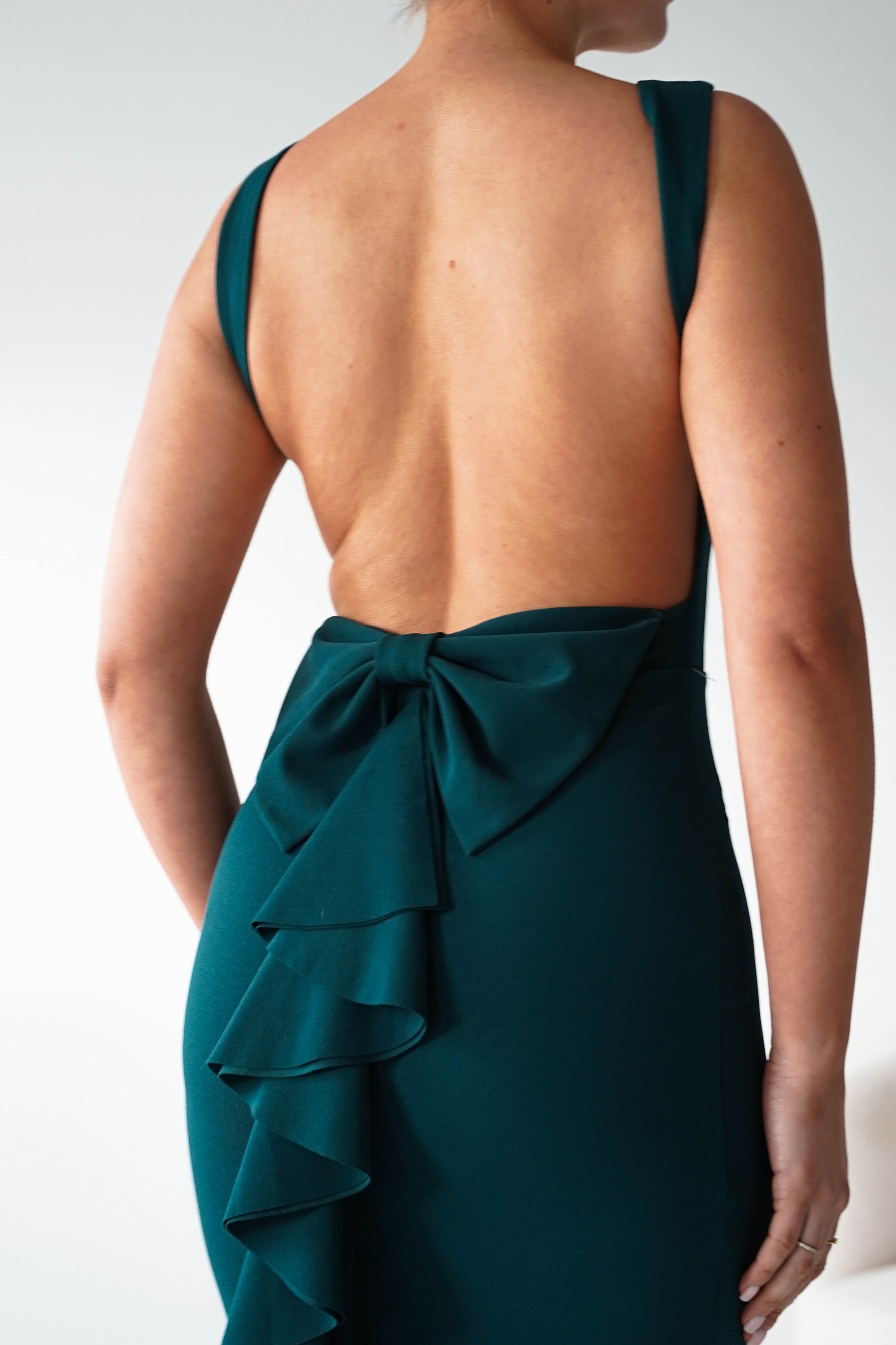 Oh Hello Clothing Women > Clothing > Dresses 1*DONE- Samantha Bow Detail Maxi Dress | DARK GREEN