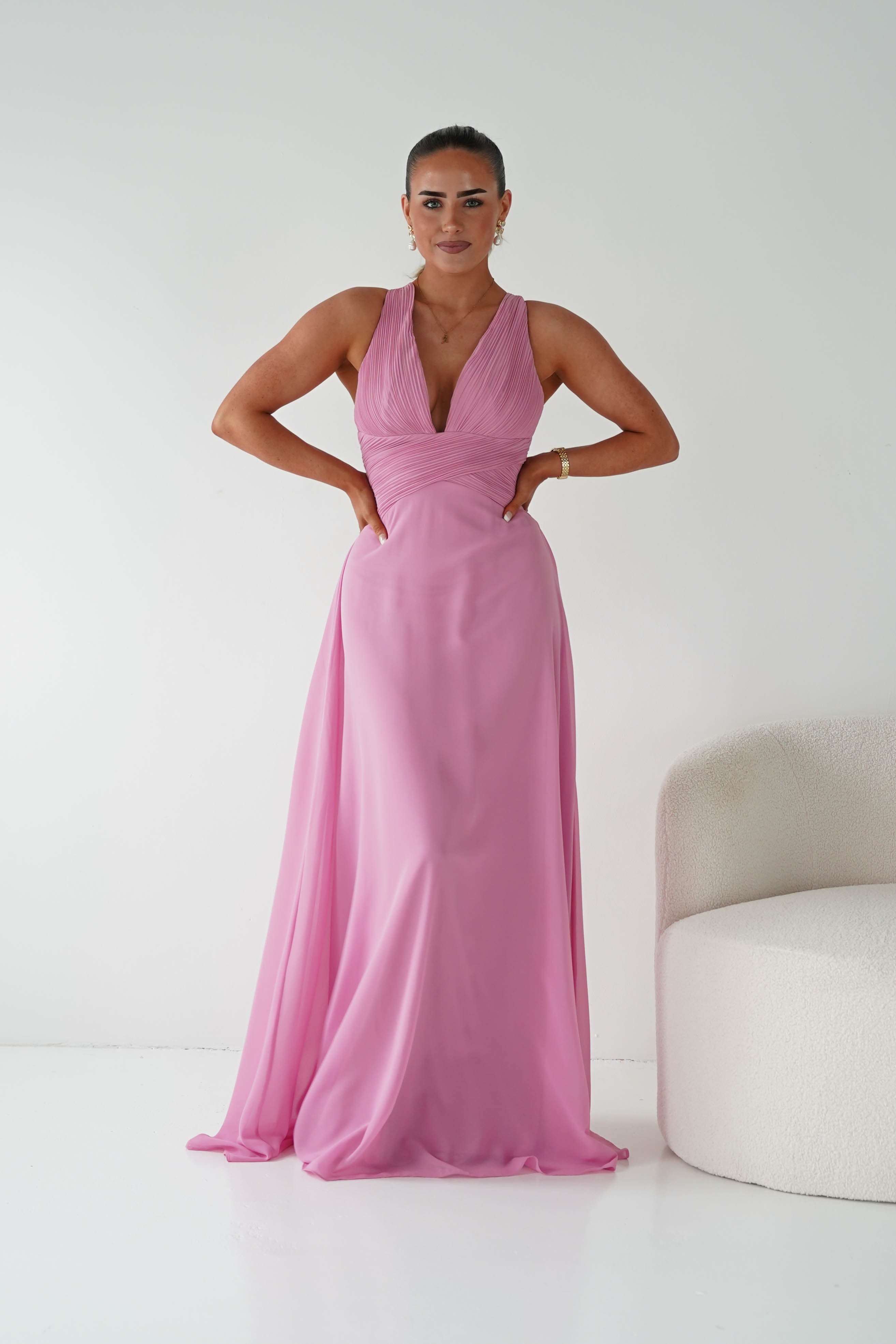 Oh Hello Clothing Women > Clothing > Dresses 1*DONE- Sara A-Line Chiffon Maxi Dress | PINK