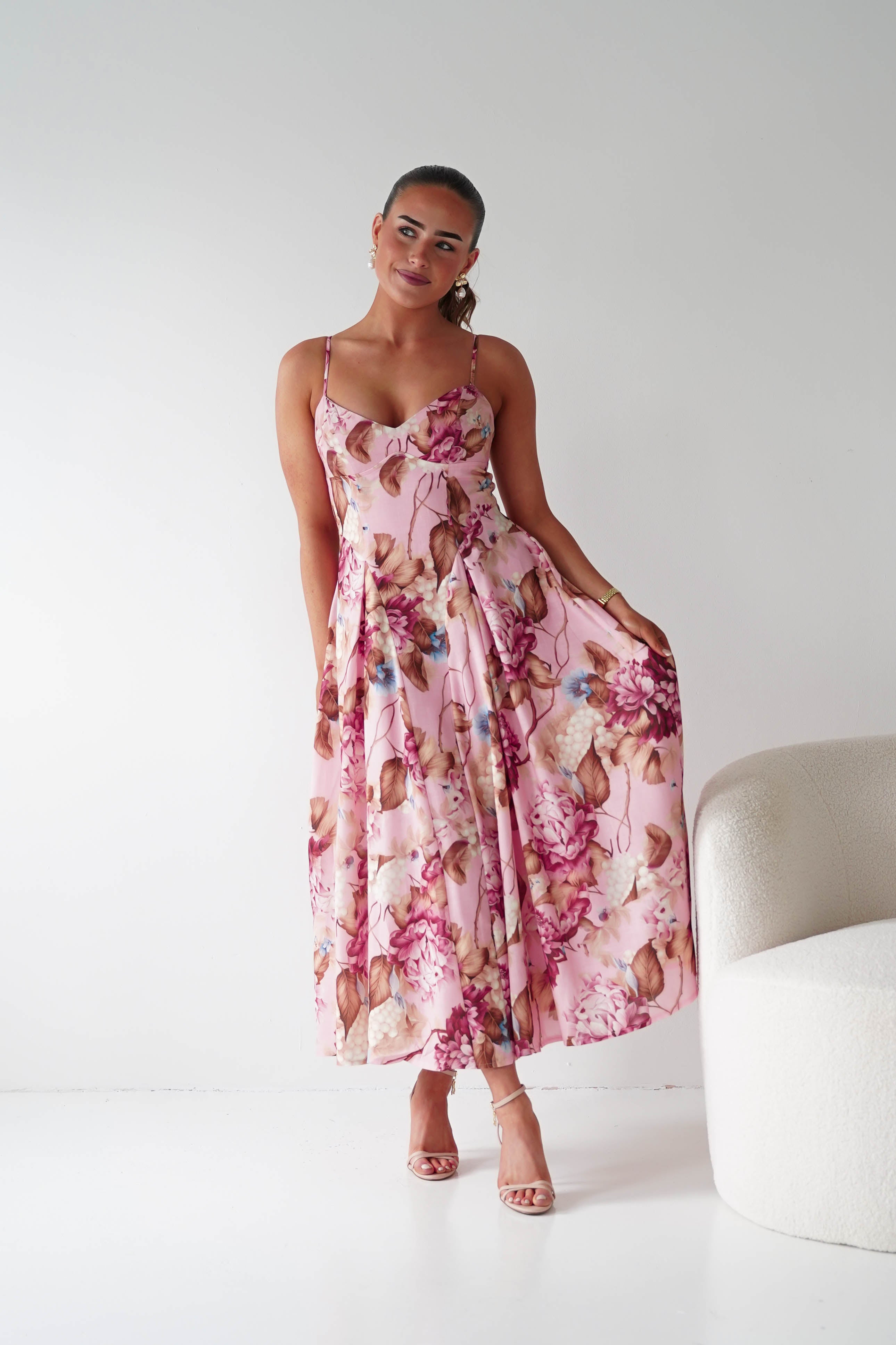 Oh Hello Clothing Women > Clothing > Dresses 1*DONE -SASHA- 64704v24- Pink Floral Midi Dress