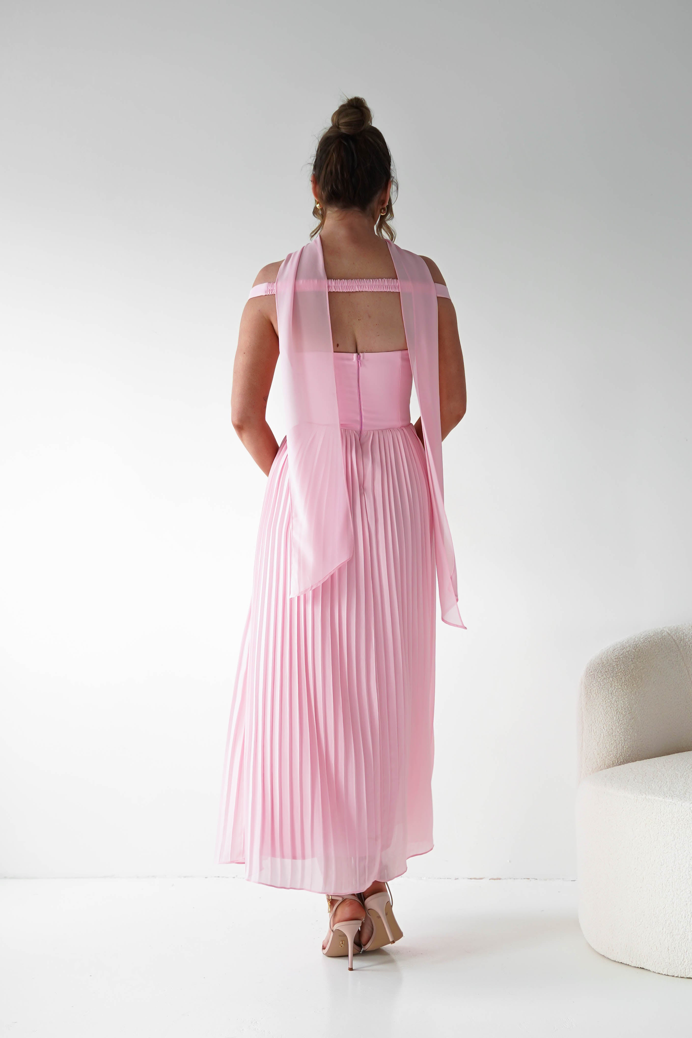 Oh Hello Clothing Women > Clothing > Dresses 1*DONE -SASHA-64832D-PINK PLEATED MIDI DRESS