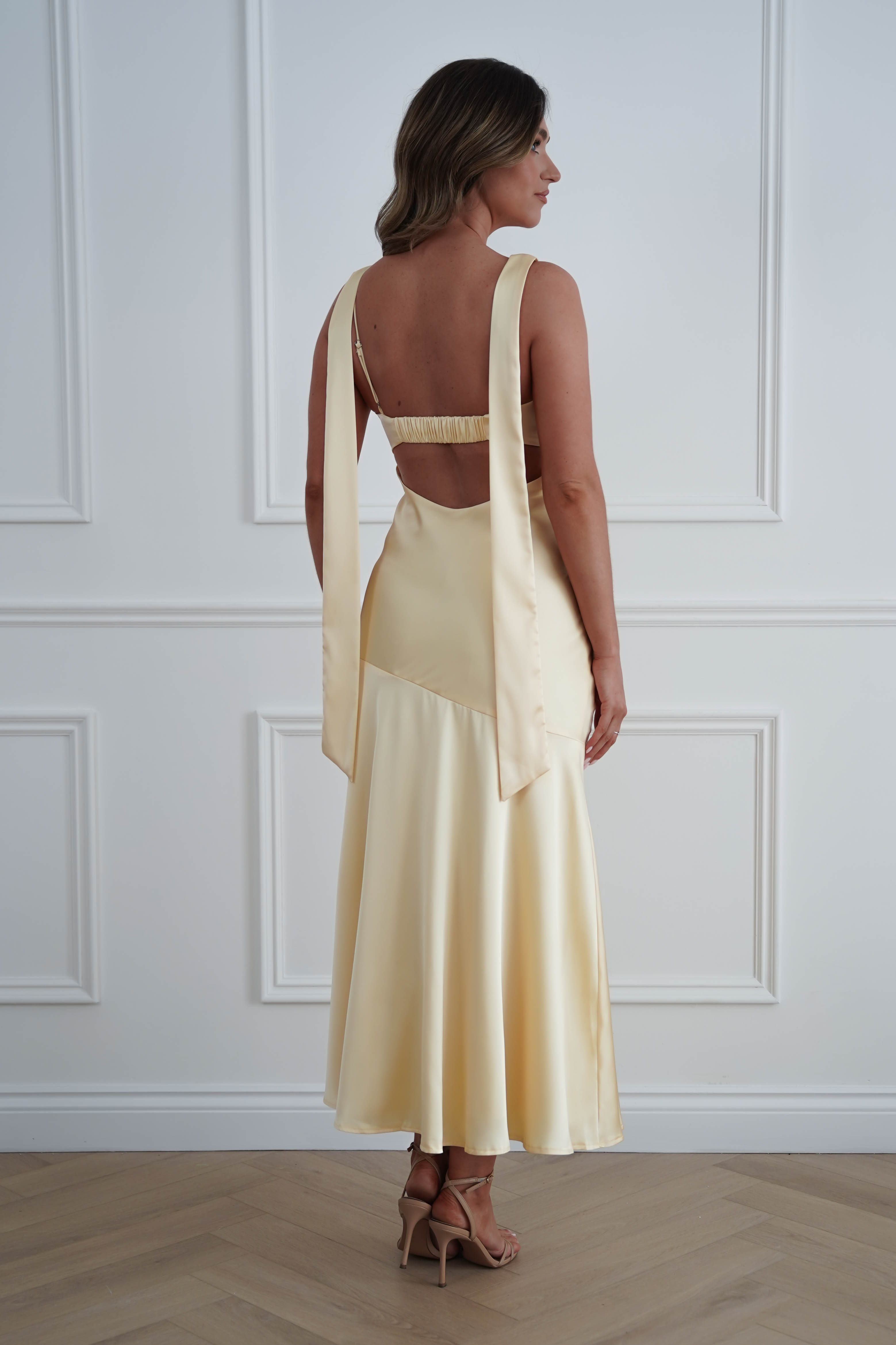 Oh Hello Clothing Women > Clothing > Dresses 1*DONE*SASHA- 64850j02- Butter Yellow Tie-Back Midi Dress