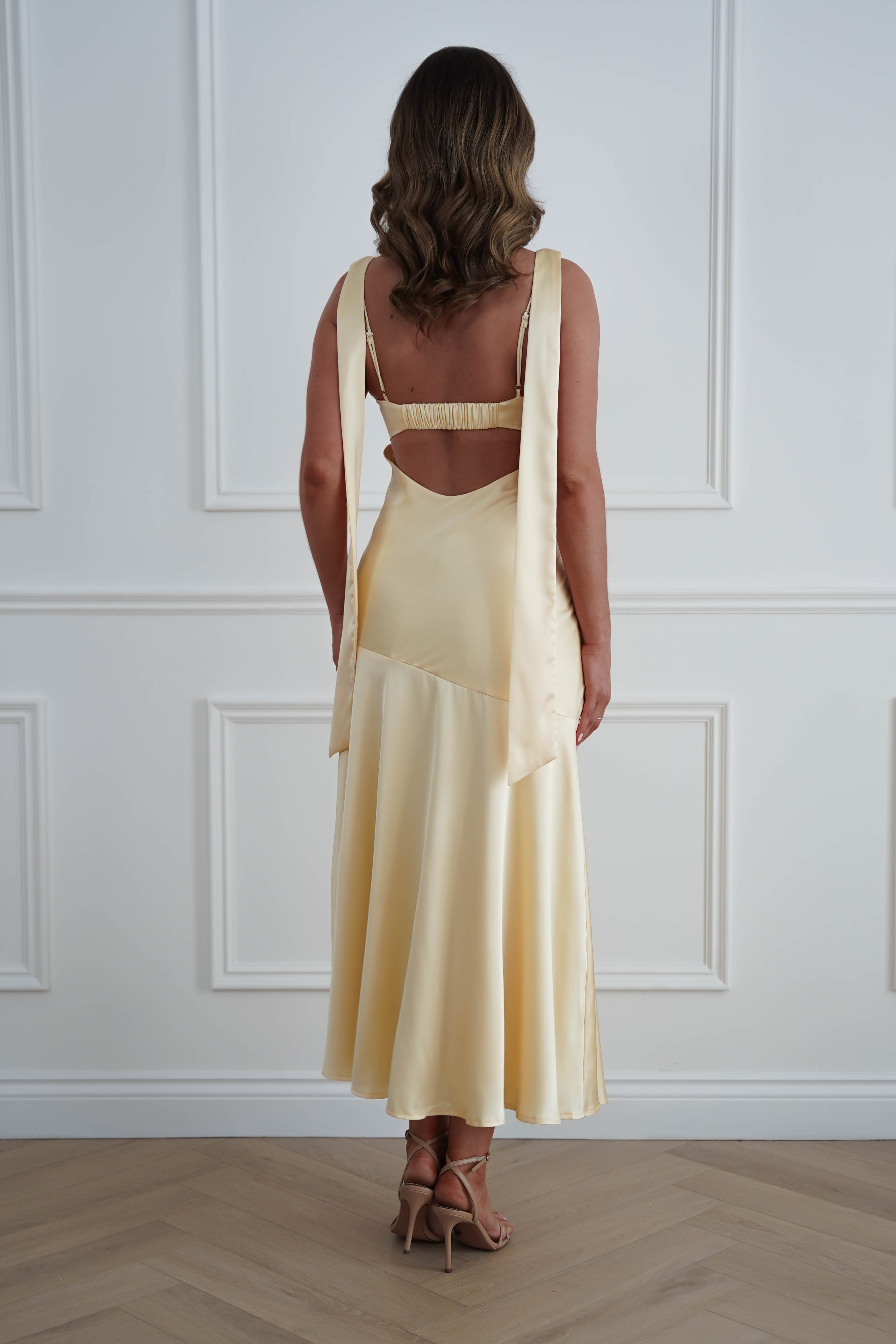 Oh Hello Clothing Women > Clothing > Dresses 1*DONE*SASHA- 64850j02- Butter Yellow Tie-Back Midi Dress