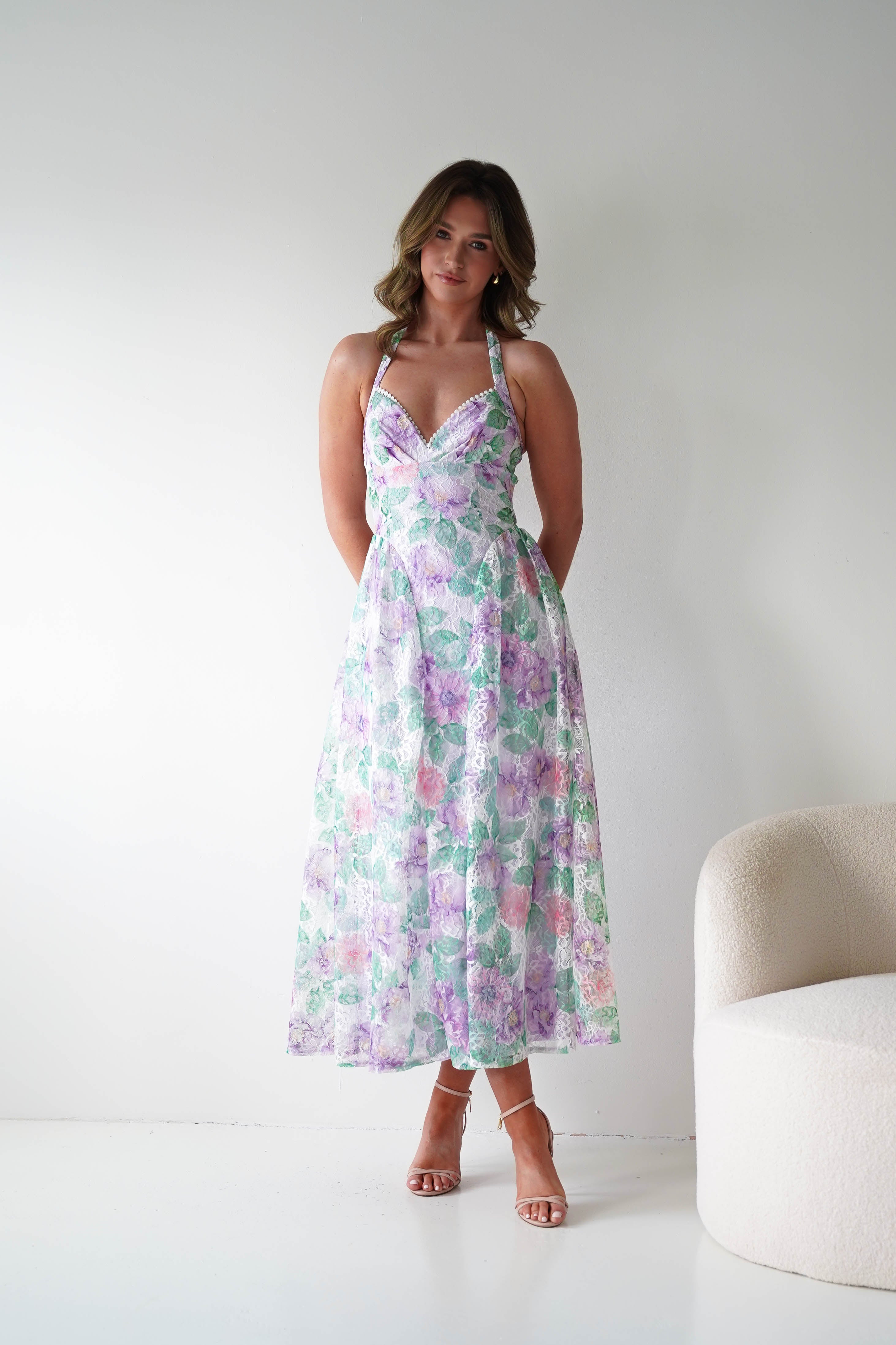 Oh Hello Clothing Women > Clothing > Dresses 1*DONE -SASHA-64872J-Lavender Floral Lace dress