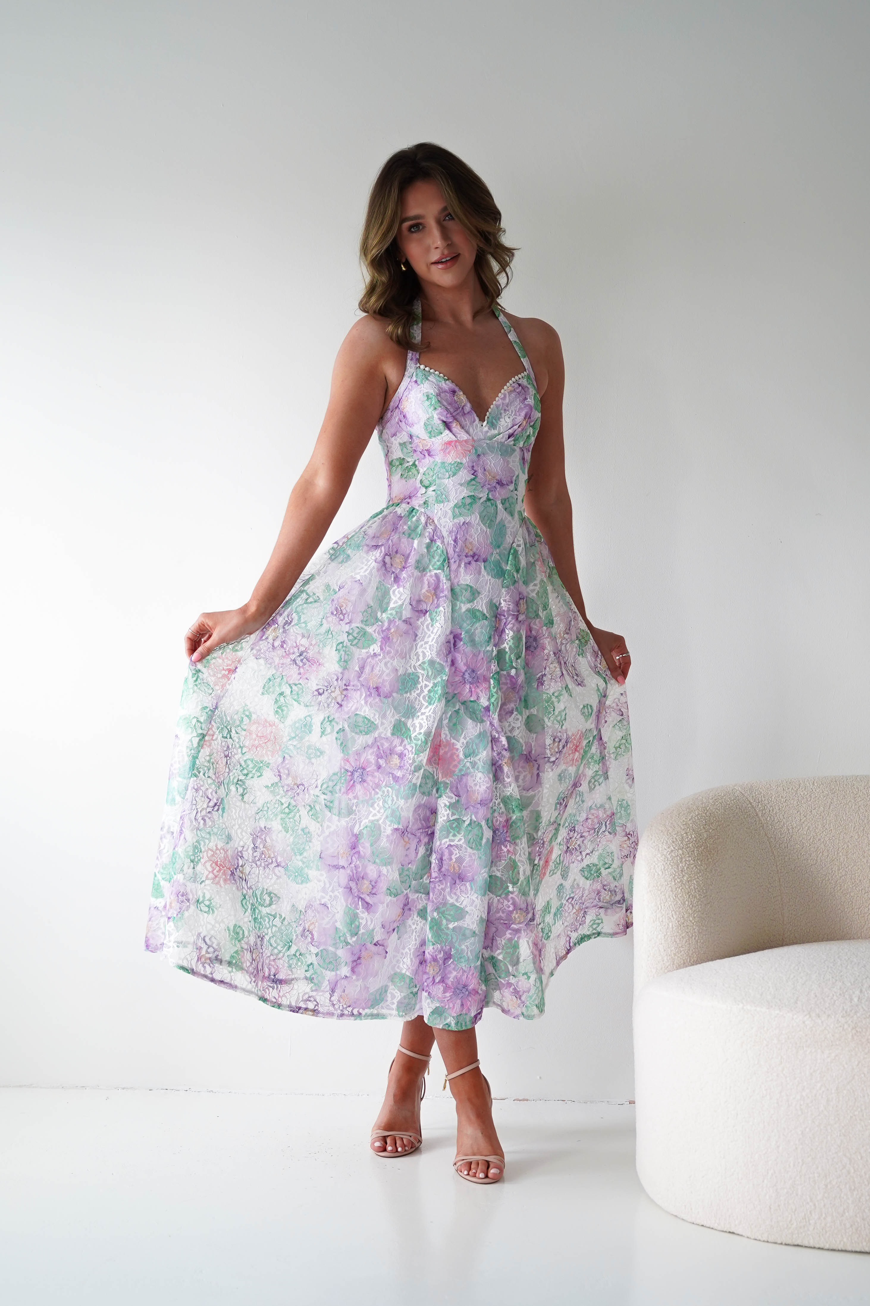 Oh Hello Clothing Women > Clothing > Dresses 1*DONE -SASHA-64872J-Lavender Floral Lace dress