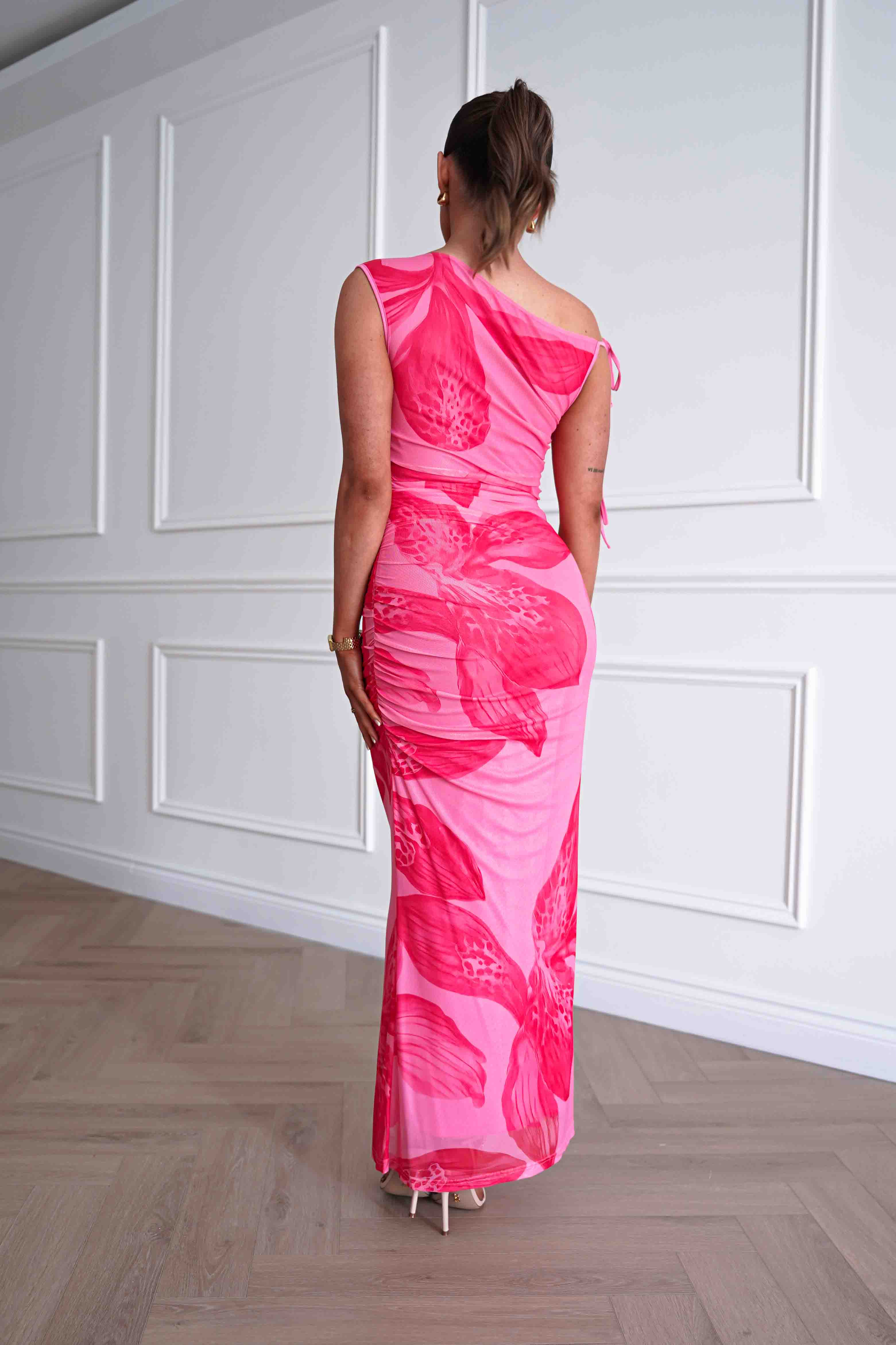 Oh Hello Clothing Women > Clothing > Dresses 1*DONE -SASHA-64981H-pink and red abstract floral print maxi dress