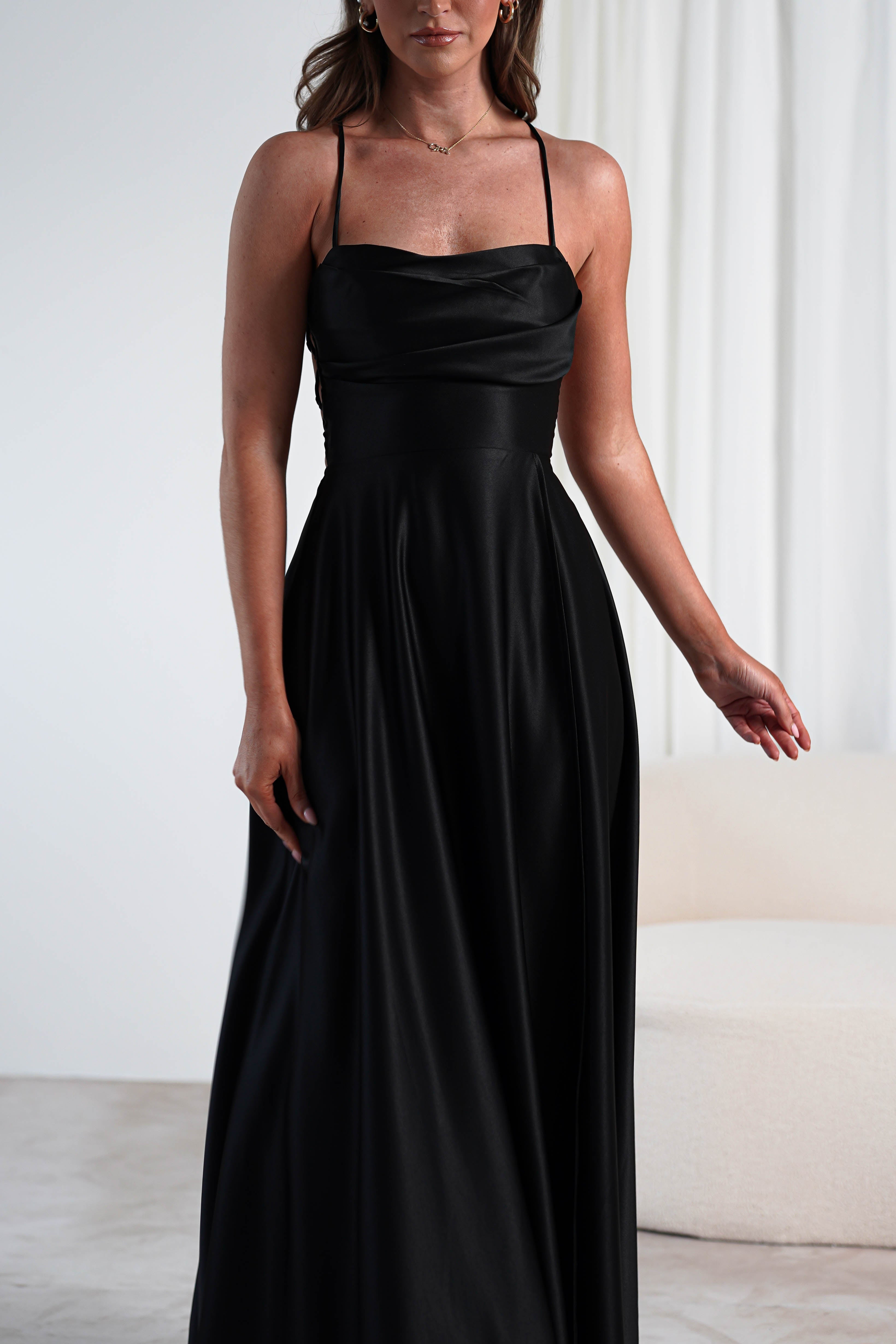 Shantal Satin Gown | Black | Debs & Prom | Formal Gown | Oh Hello Clothing