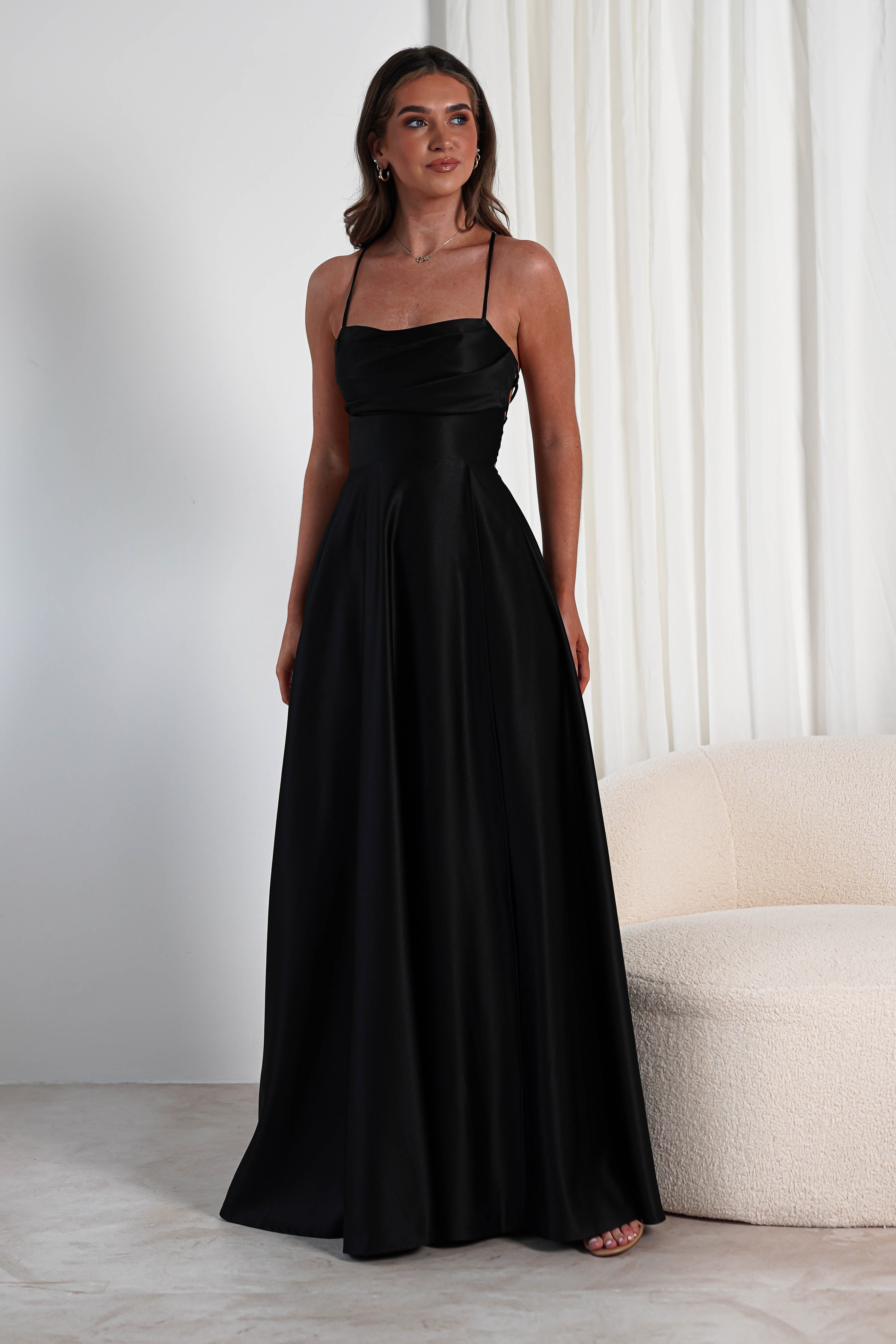 Shantal Satin Gown | Black | Debs & Prom | Formal Gown | Oh Hello Clothing