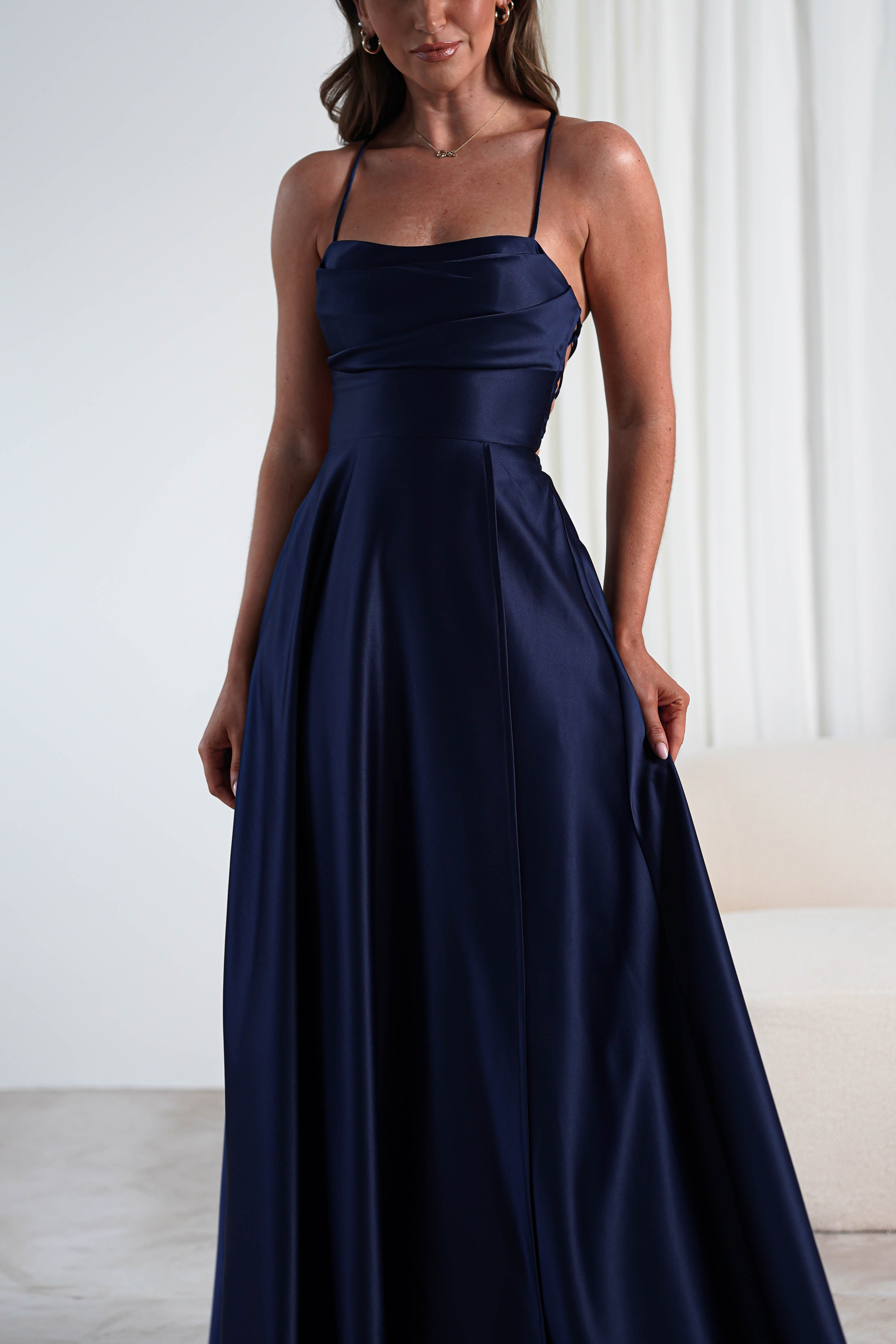 Shantal Satin Gown | Navy | Debs & Prom | Formal Gown | Oh Hello Clothing