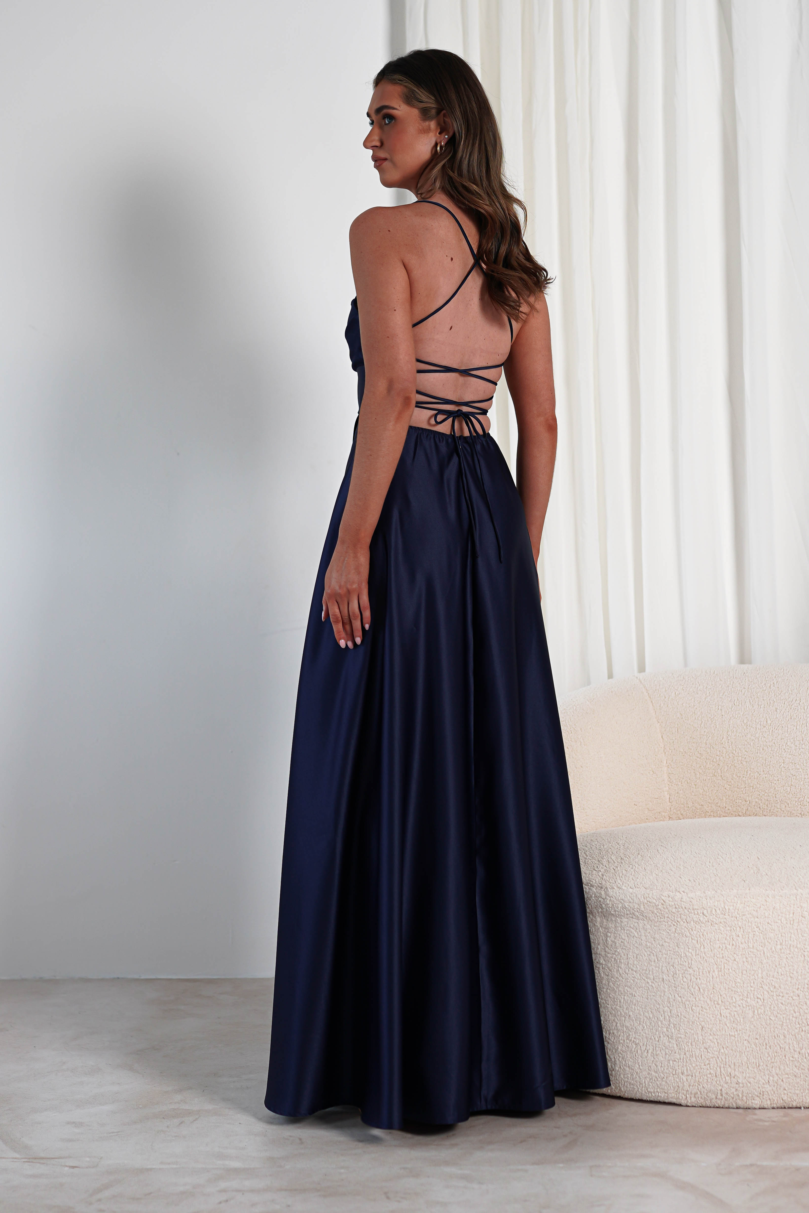 Shantal Satin Gown | Navy | Debs & Prom | Formal Gown | Oh Hello Clothing