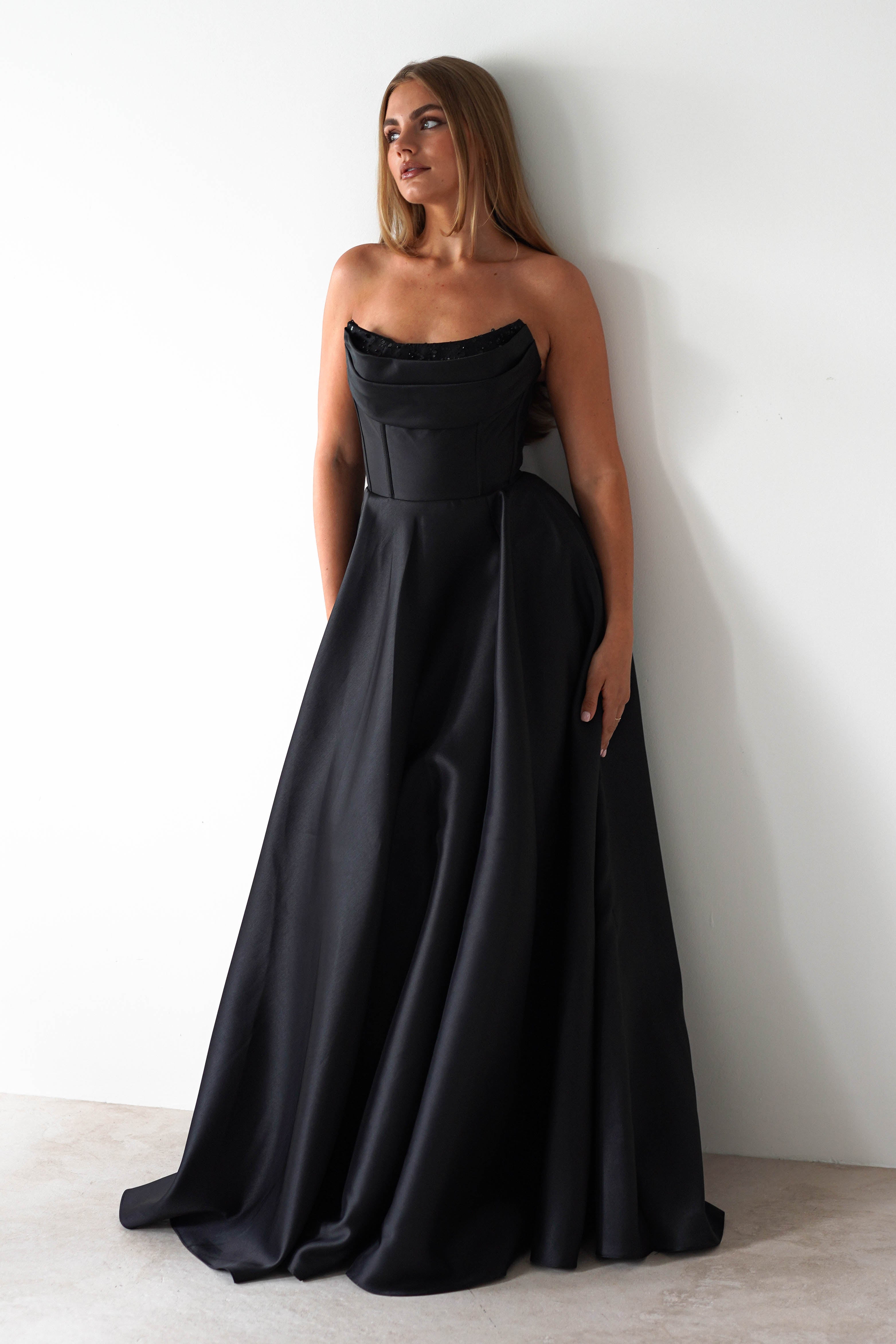 Pepper Strapless A-Line Maxi Gown | Black | Debs & Prom | Formal Gown | Oh Hello Clothing