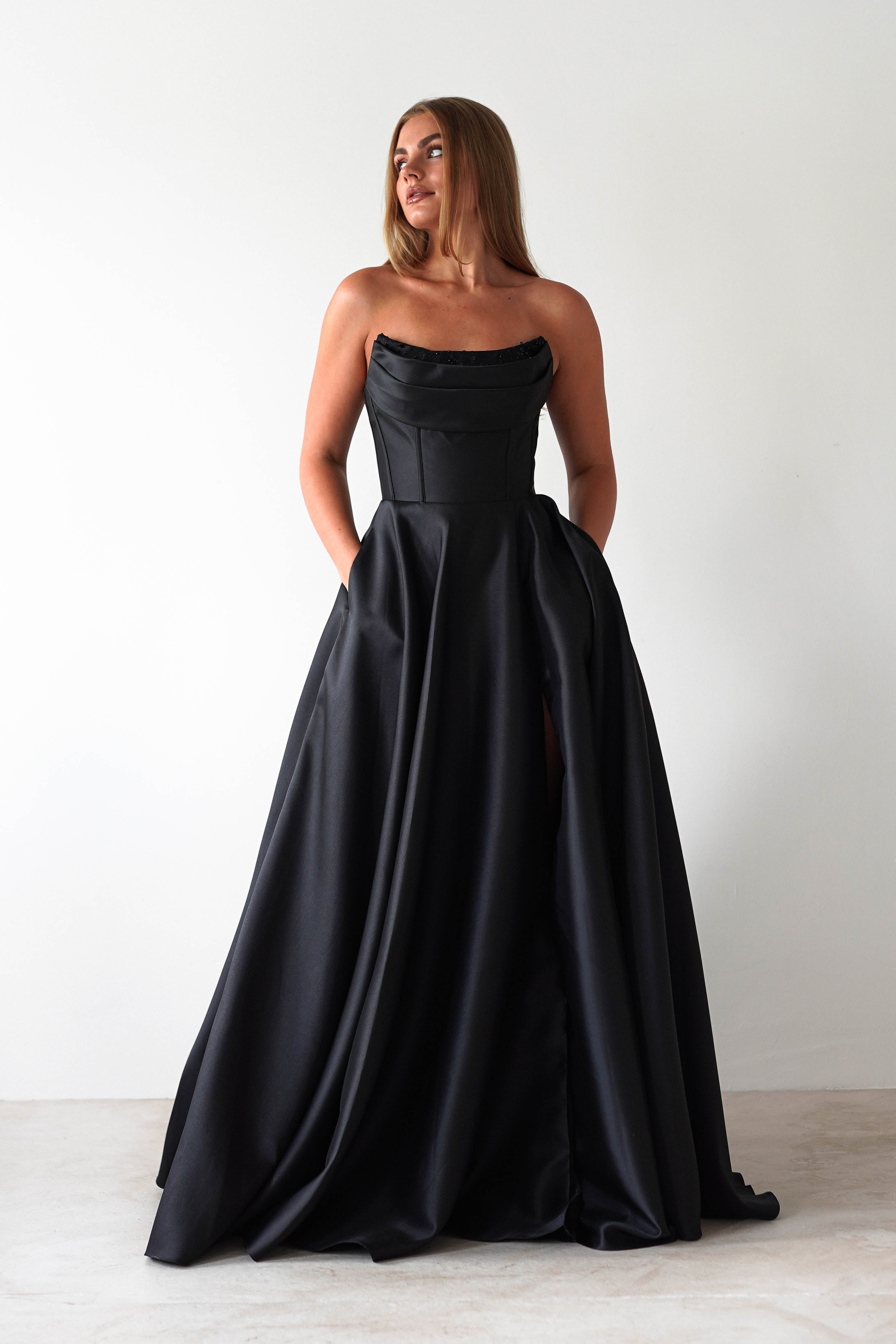 Pepper Strapless A-Line Maxi Gown | Black | Debs & Prom | Formal Gown | Oh Hello Clothing