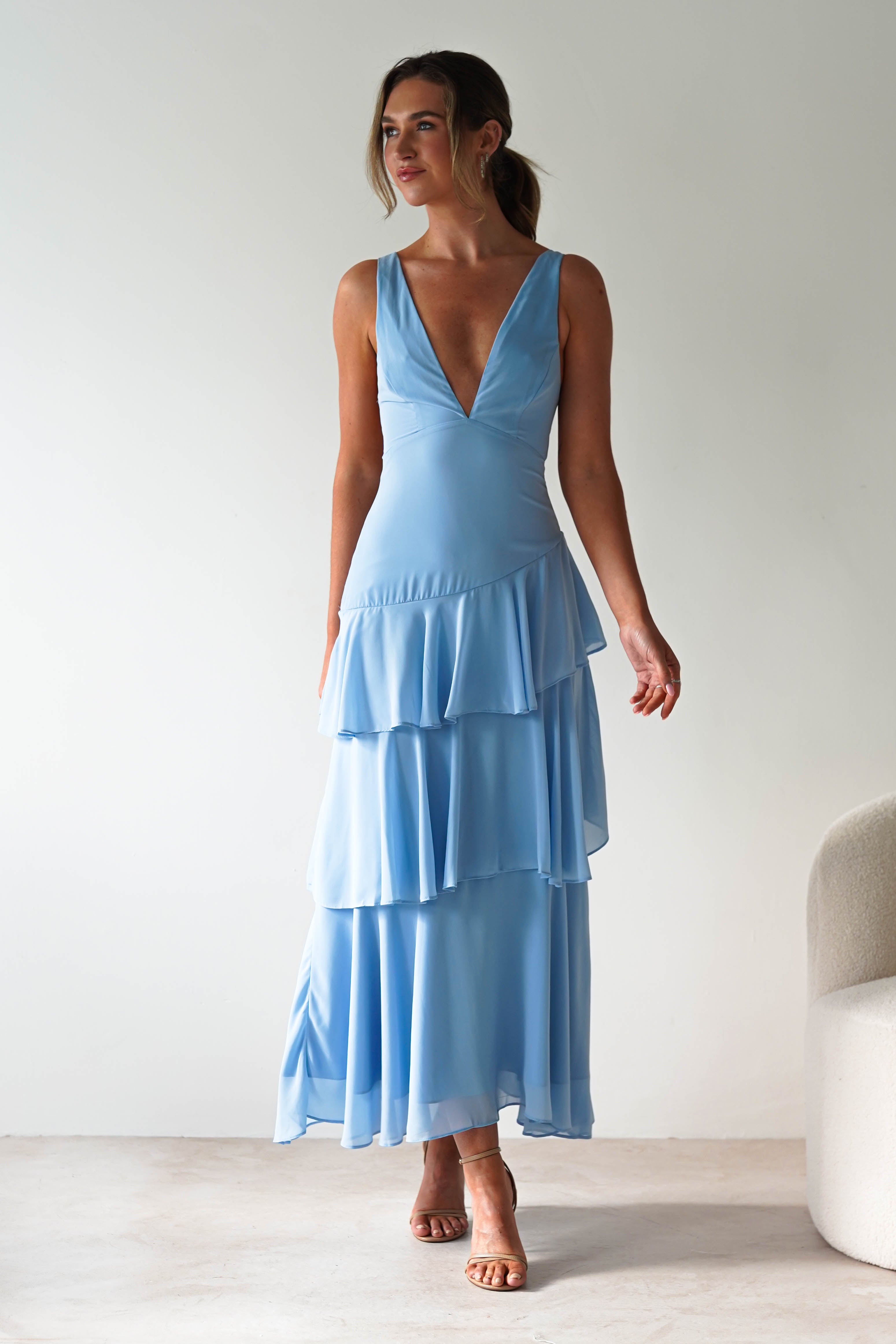 Andalusia Ruffle Maxi Dress Blue | Wedding Guest Dress | Maxi | Oh Hello Clothing