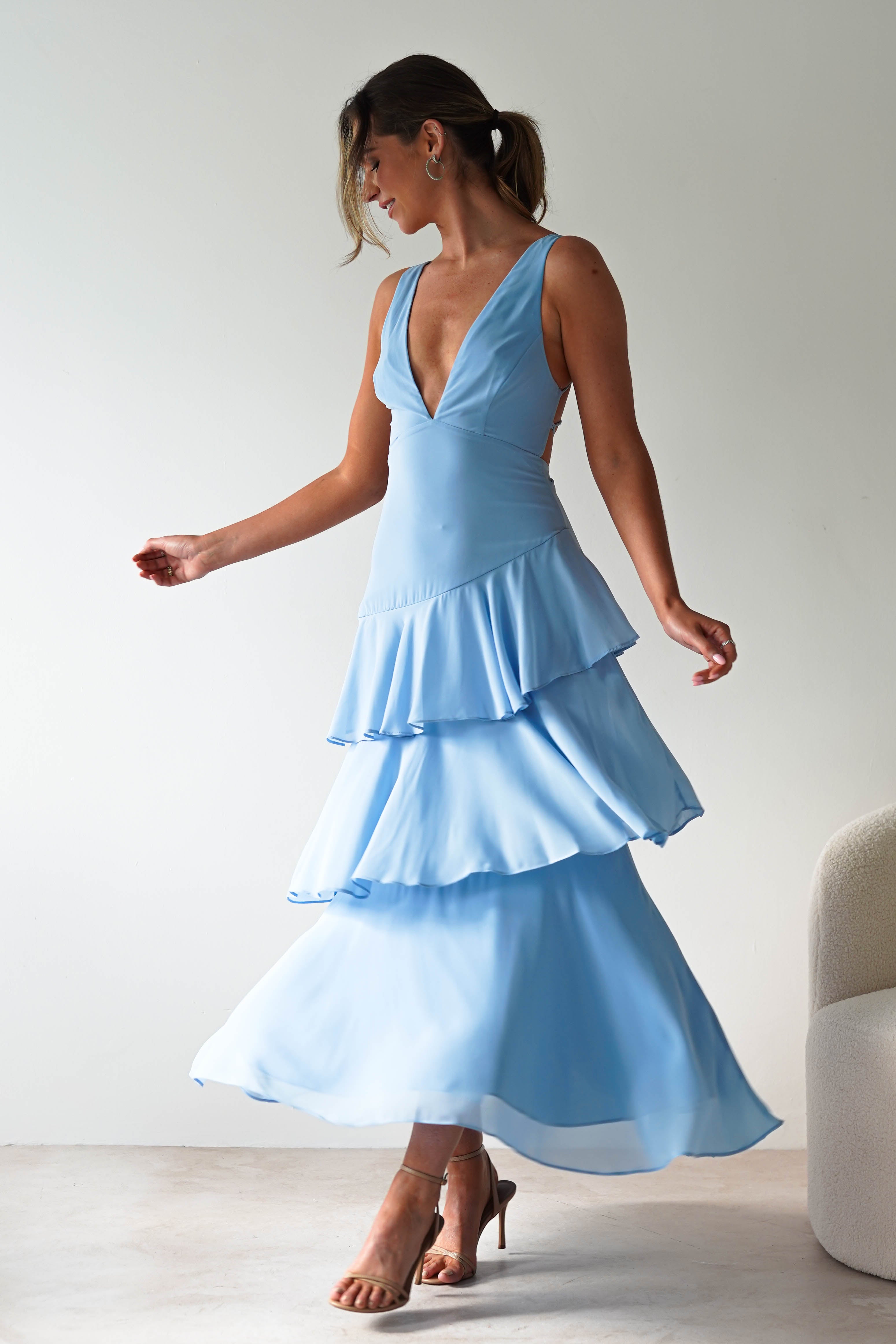 Andalusia Ruffle Maxi Dress Blue | Wedding Guest Dress | Maxi | Oh Hello Clothing