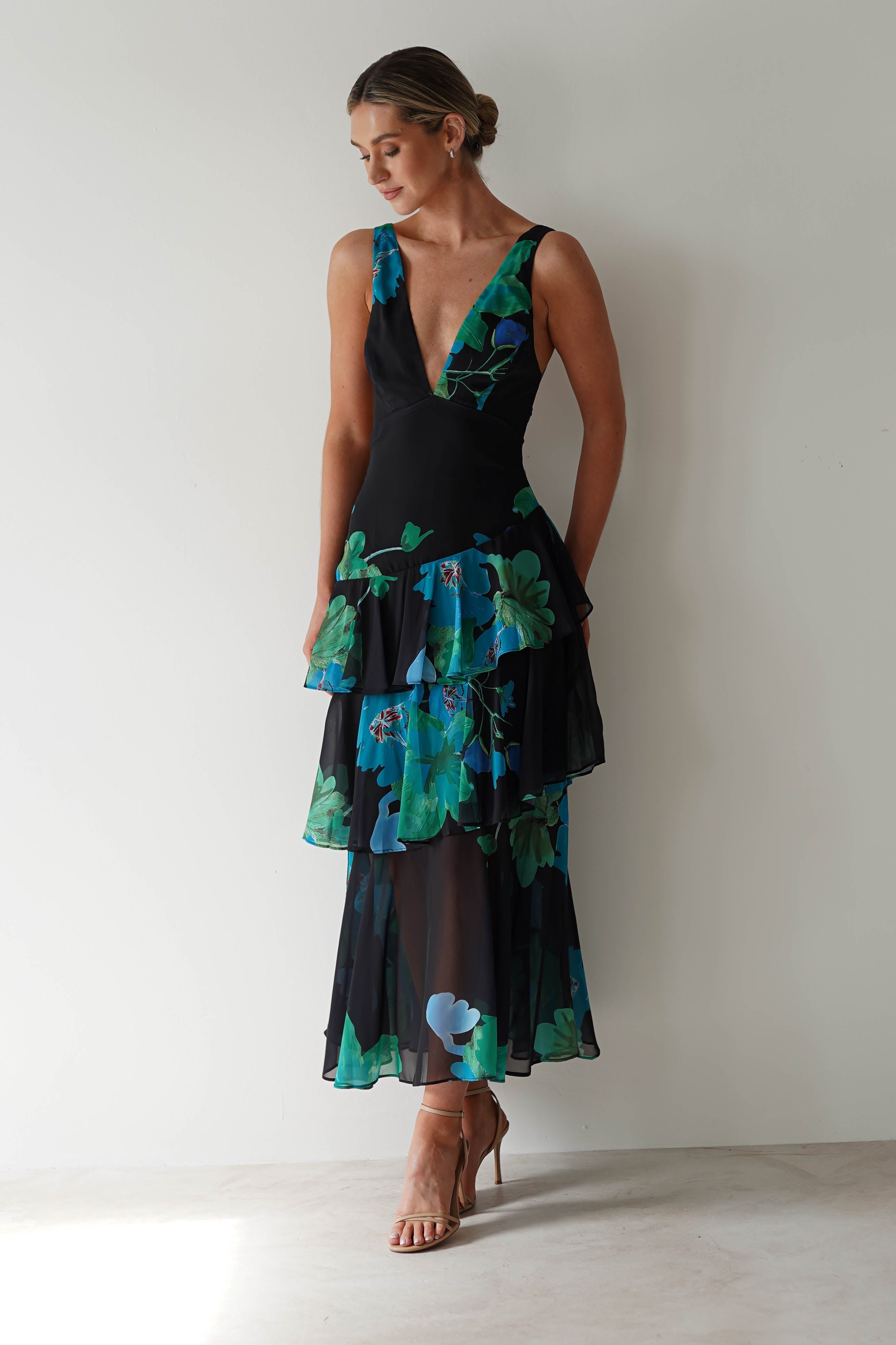 Lenora Floral Print Maxi Dress Black Print | Wedding Guest Dress | Maxi | Oh Hello Clothing