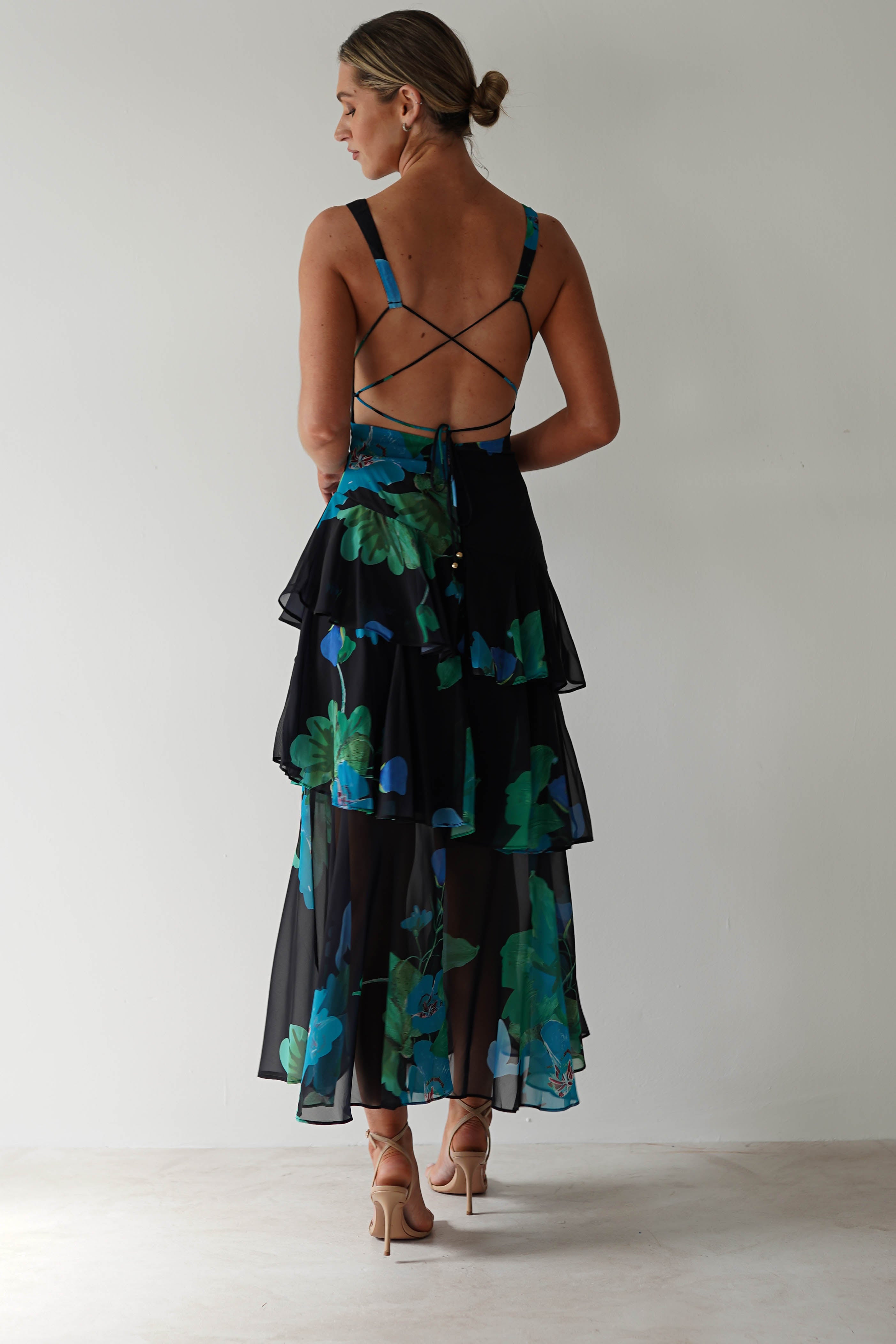 Lenora Floral Print Maxi Dress Black Print | Wedding Guest Dress | Maxi | Oh Hello Clothing