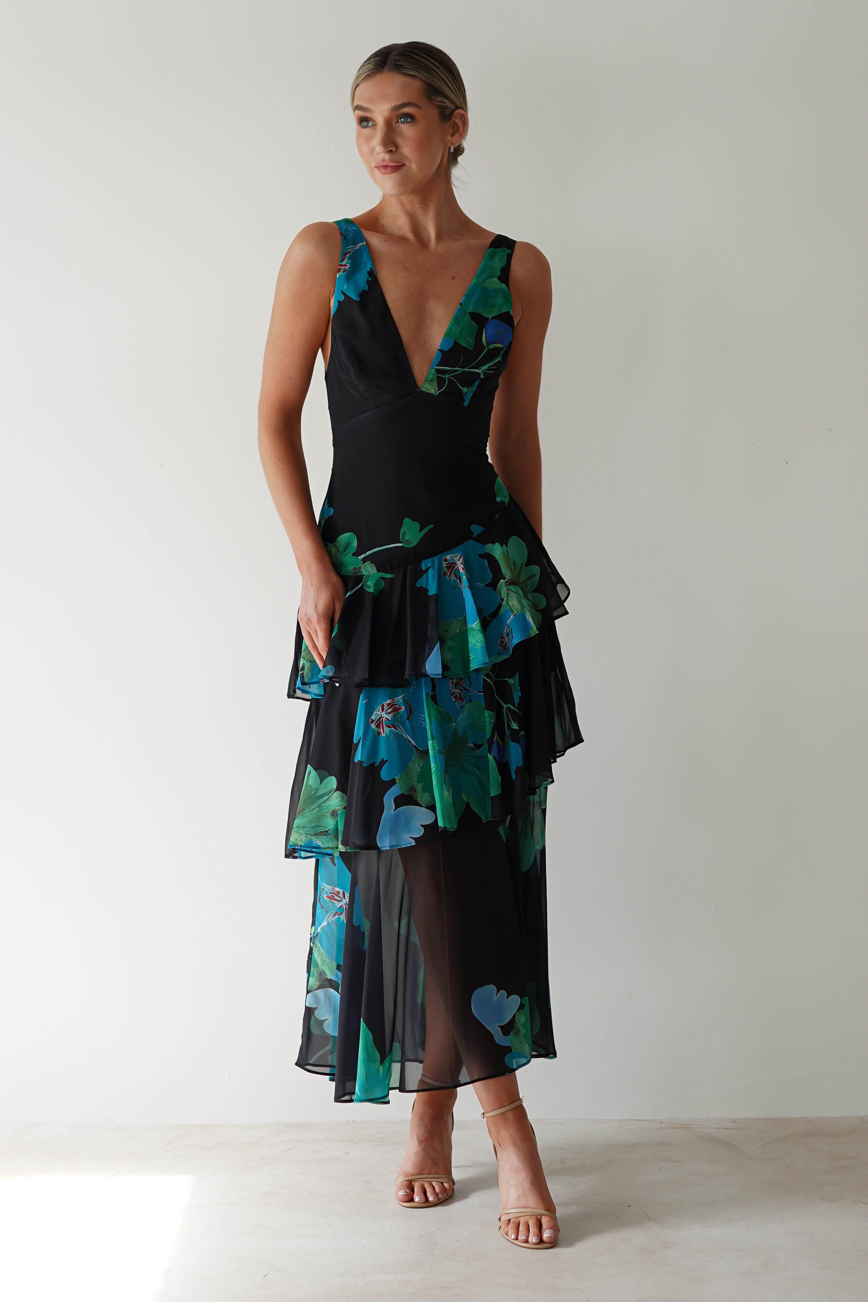 Lenora Floral Print Maxi Dress Black Print | Wedding Guest Dress | Maxi | Oh Hello Clothing