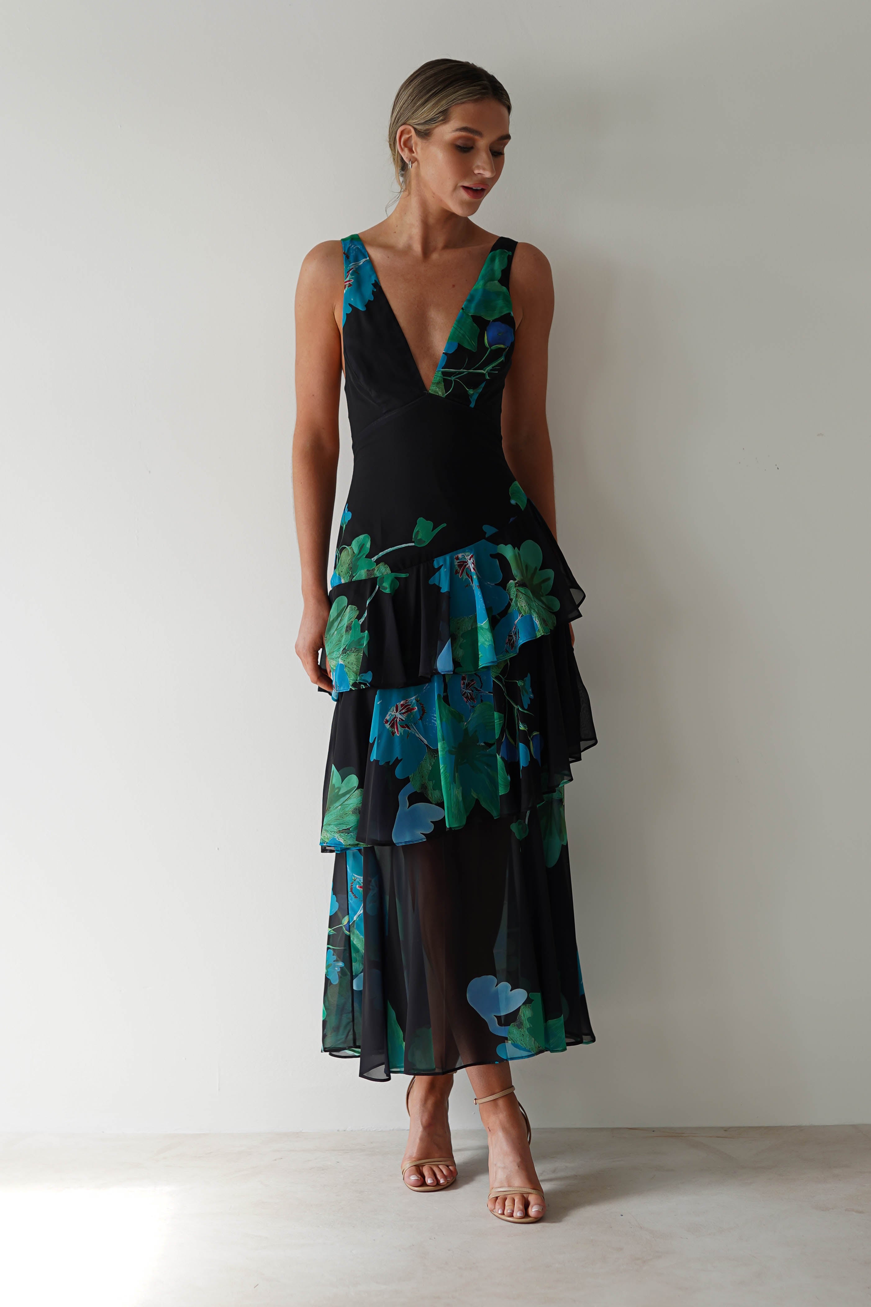 Lenora Floral Print Maxi Dress Black Print | Wedding Guest Dress | Maxi | Oh Hello Clothing