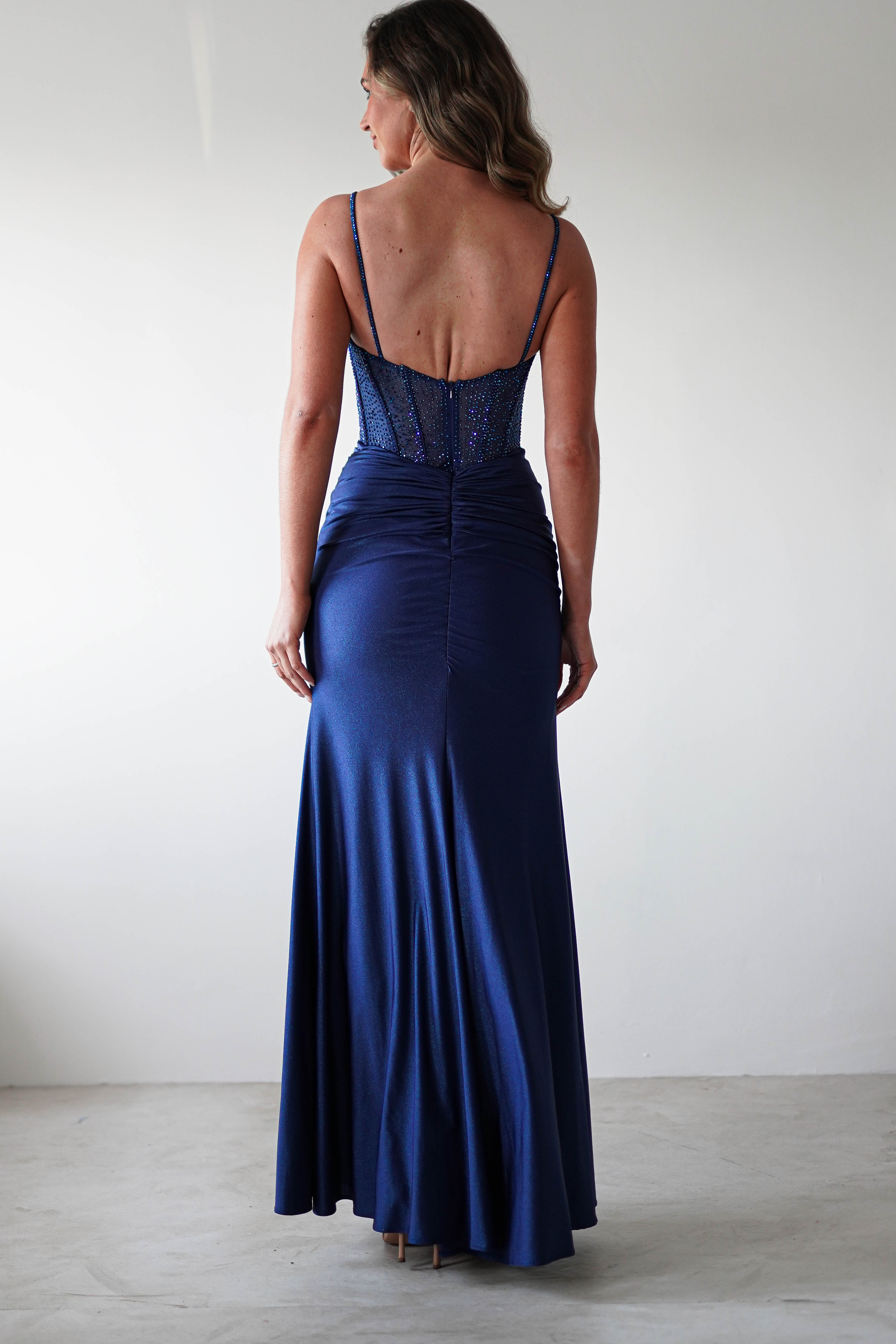 Stefani Rhinestone Bodice Gown | Navy | Debs & Prom | Formal Gown | Oh Hello Clothing