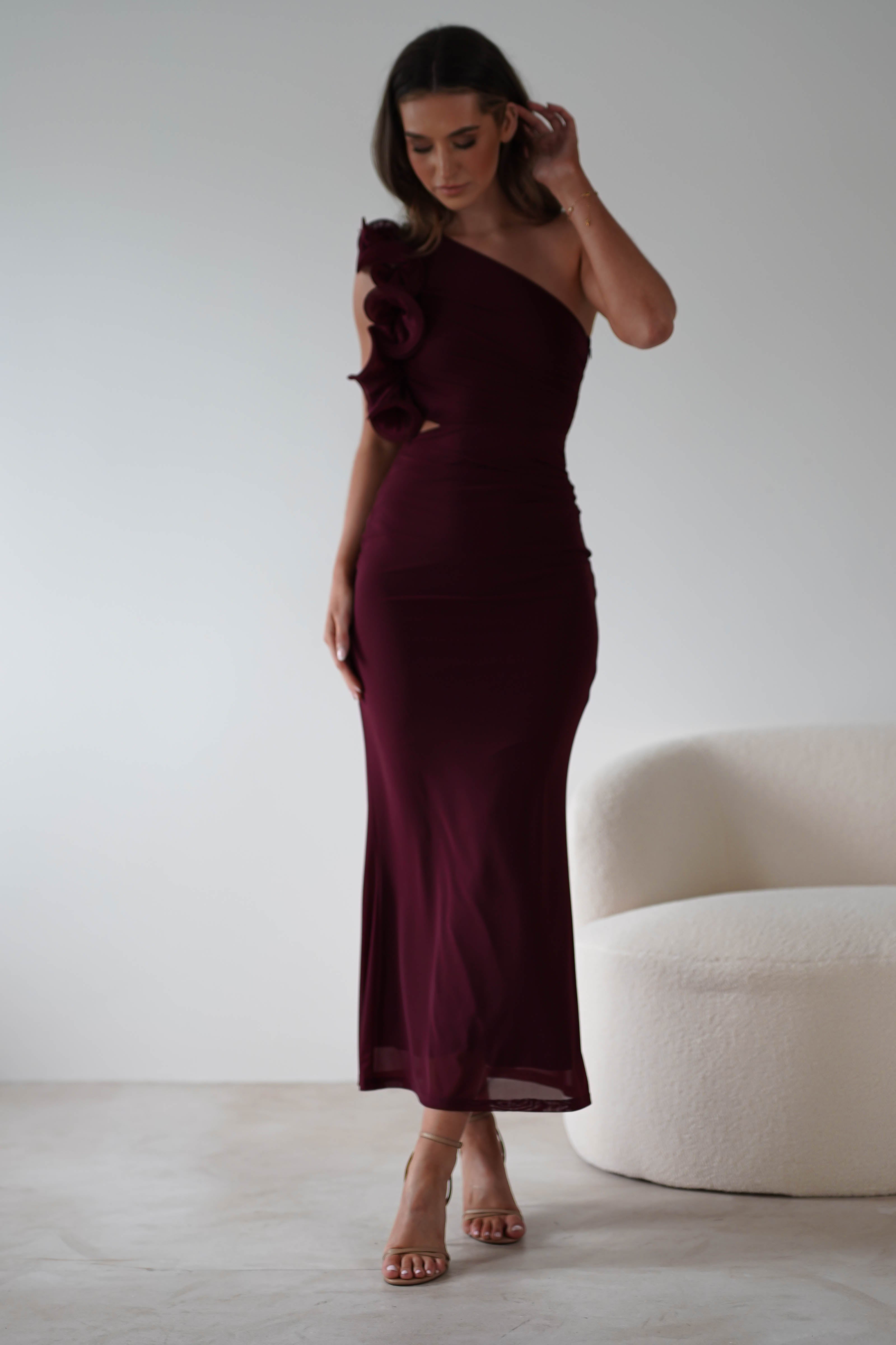 Sydney Bodycon Maxi Dress Wine | Wedding Guest Dress | Bodycon | Maxi | Oh Hello Clothing