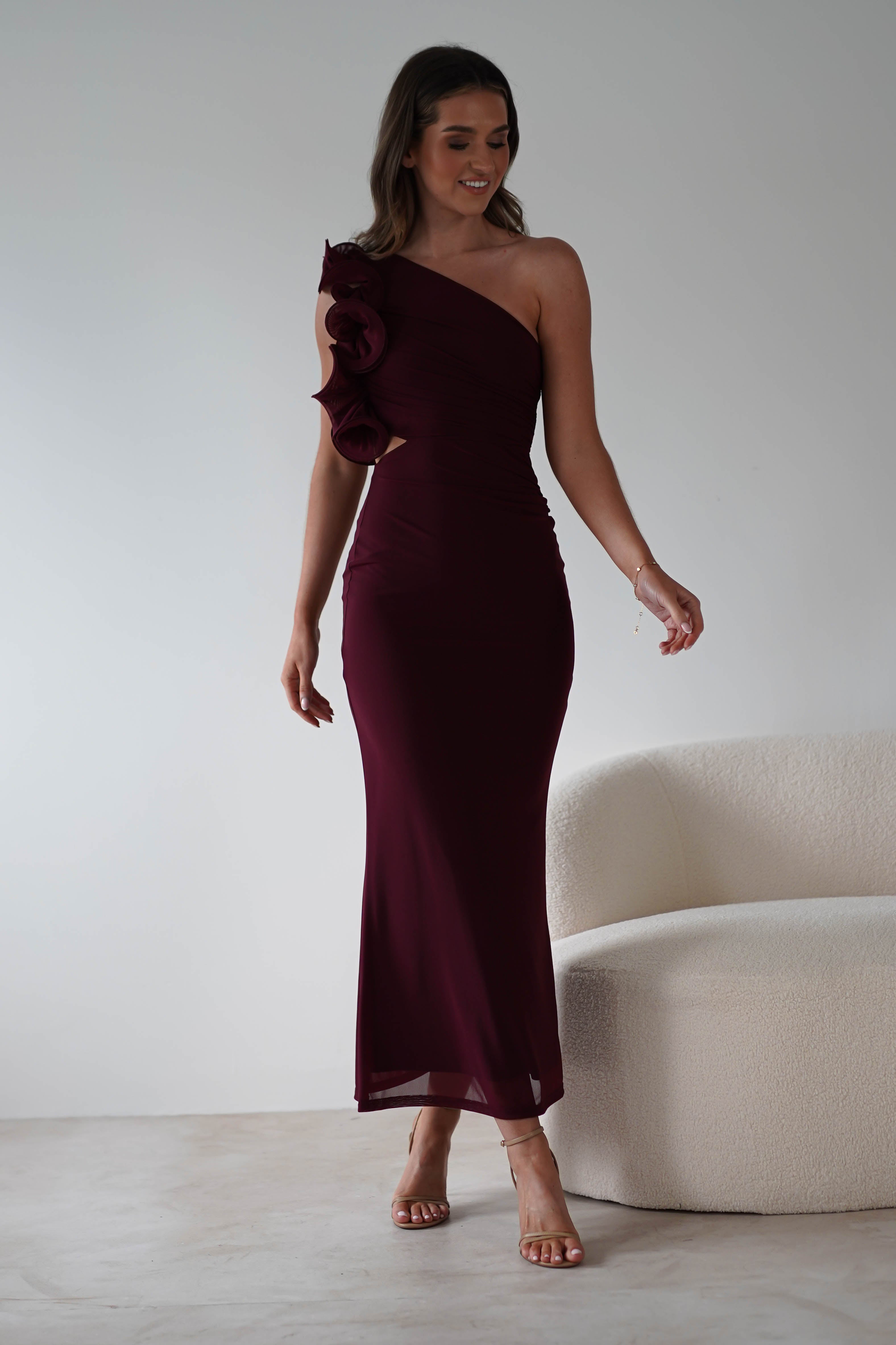Sydney Bodycon Maxi Dress Wine | Wedding Guest Dress | Bodycon | Maxi | Oh Hello Clothing