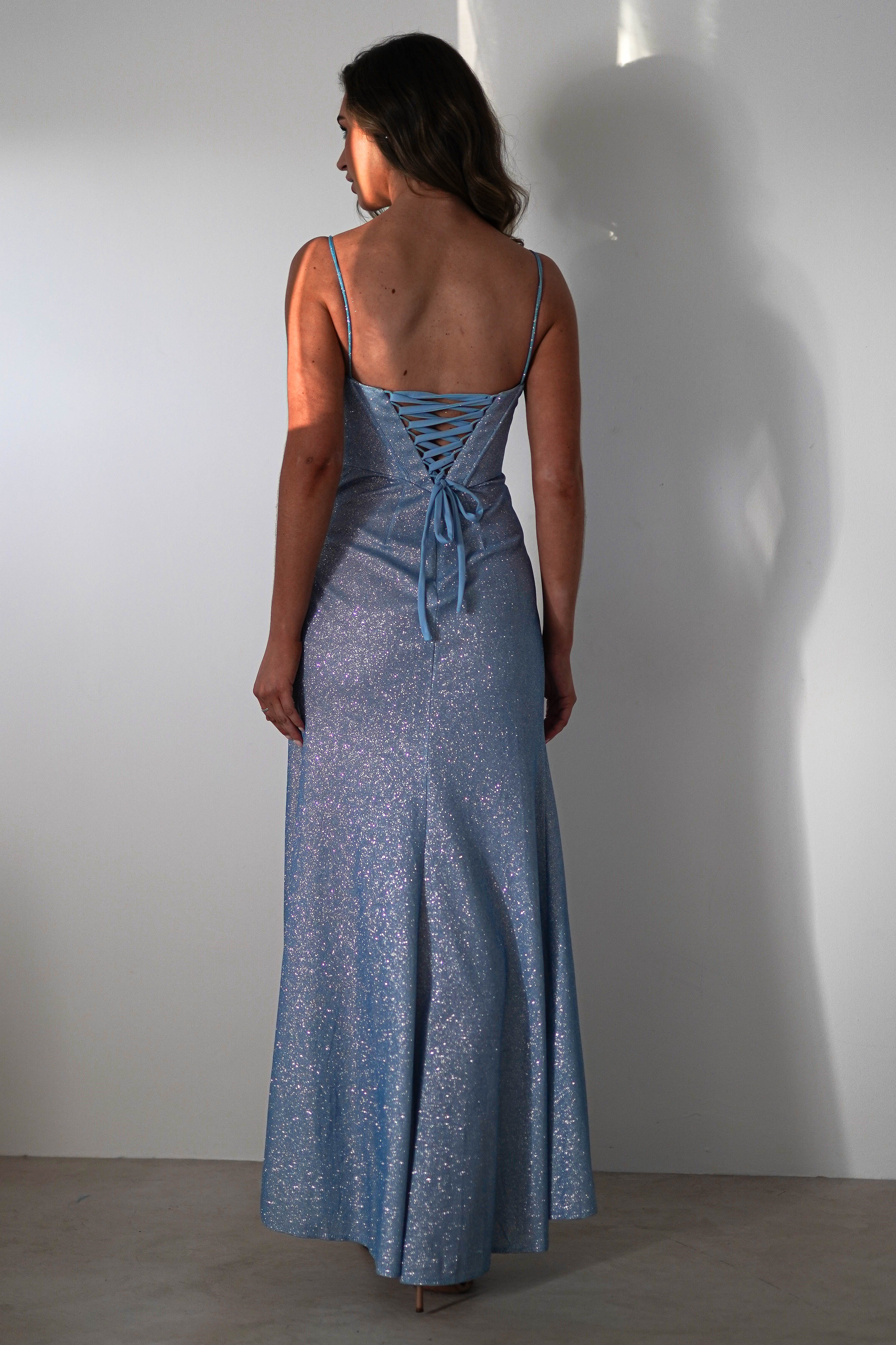 Anastasia Glitter Sweetheart Gown | Blue | Debs & Prom | Formal Gown | Oh Hello Clothing