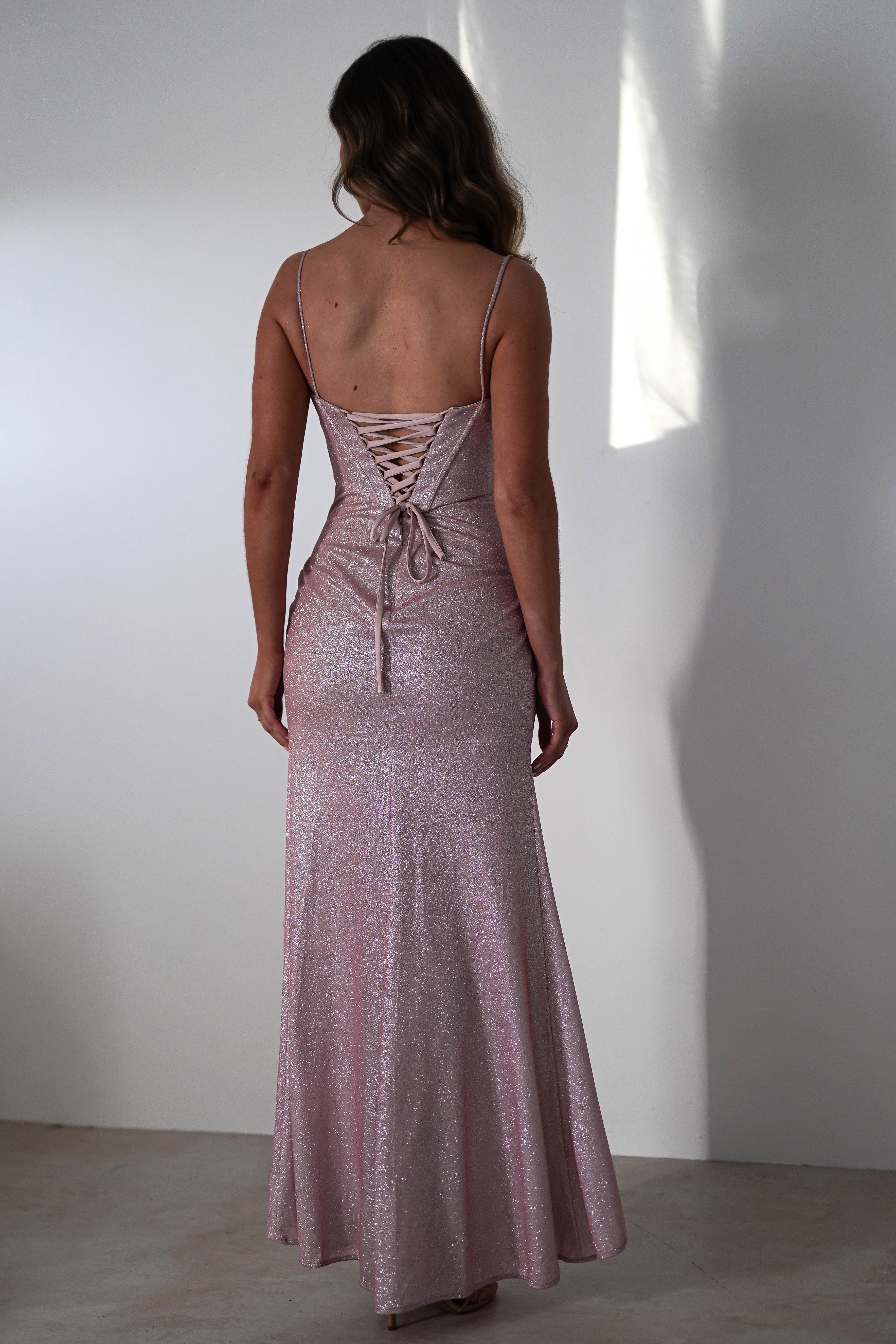 Anastasia Glitter Sweetheart Gown | Blush | Debs & Prom | Formal Gown | Oh Hello Clothing
