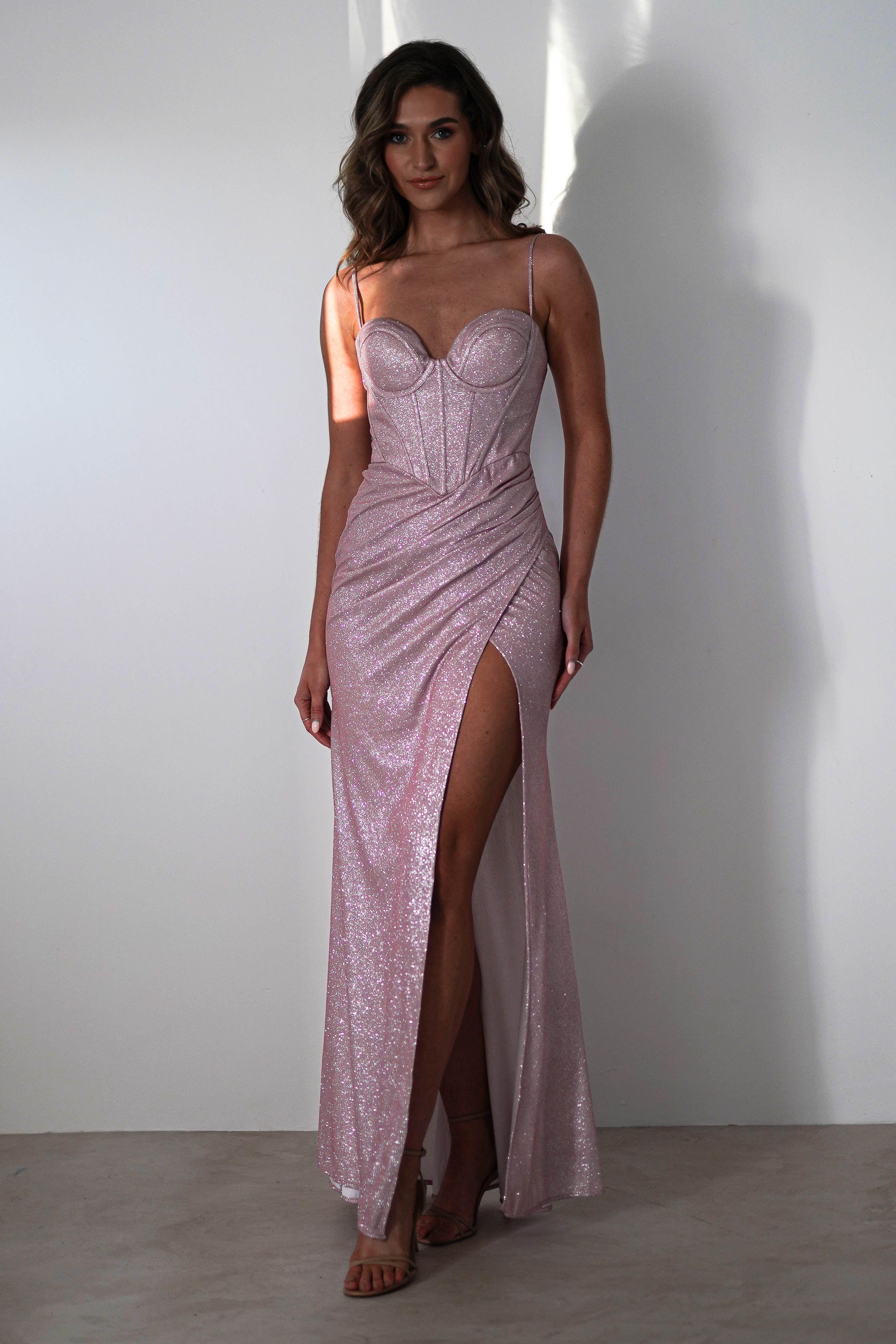 Anastasia Glitter Sweetheart Gown | Blush | Debs & Prom | Formal Gown | Oh Hello Clothing