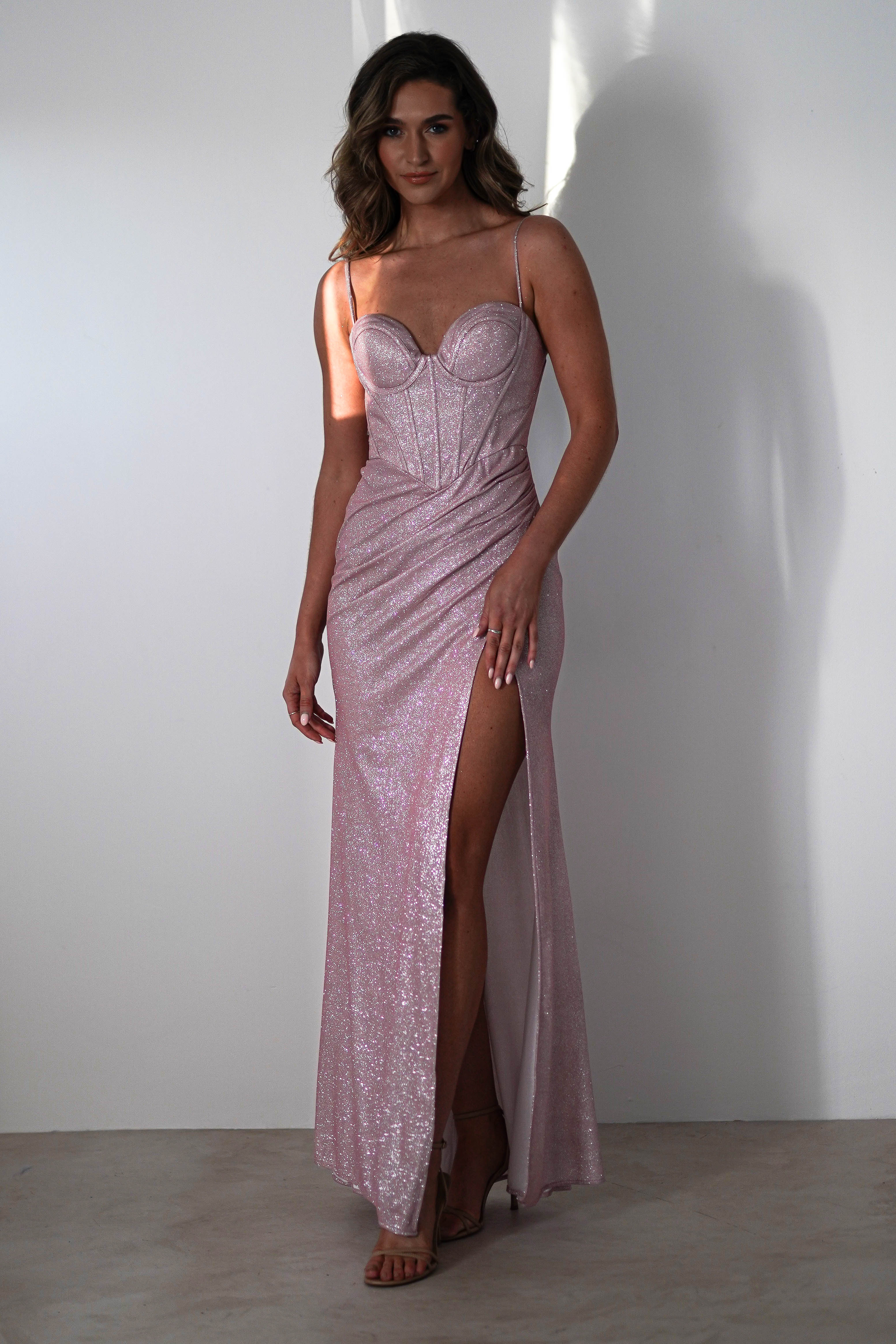 Anastasia Glitter Sweetheart Gown | Blush | Debs & Prom | Formal Gown | Oh Hello Clothing