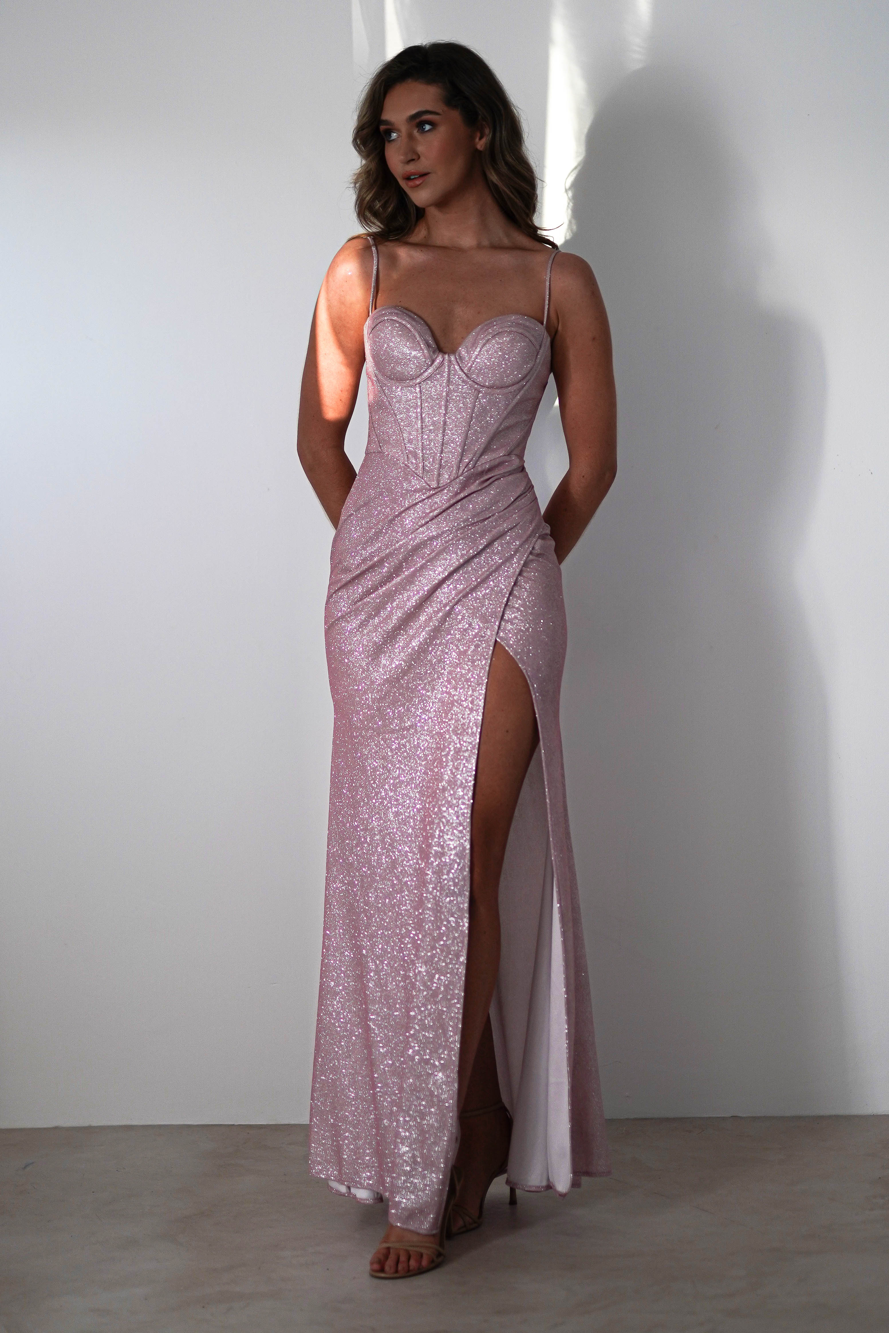 Anastasia Glitter Sweetheart Gown | Blush | Debs & Prom | Formal Gown | Oh Hello Clothing