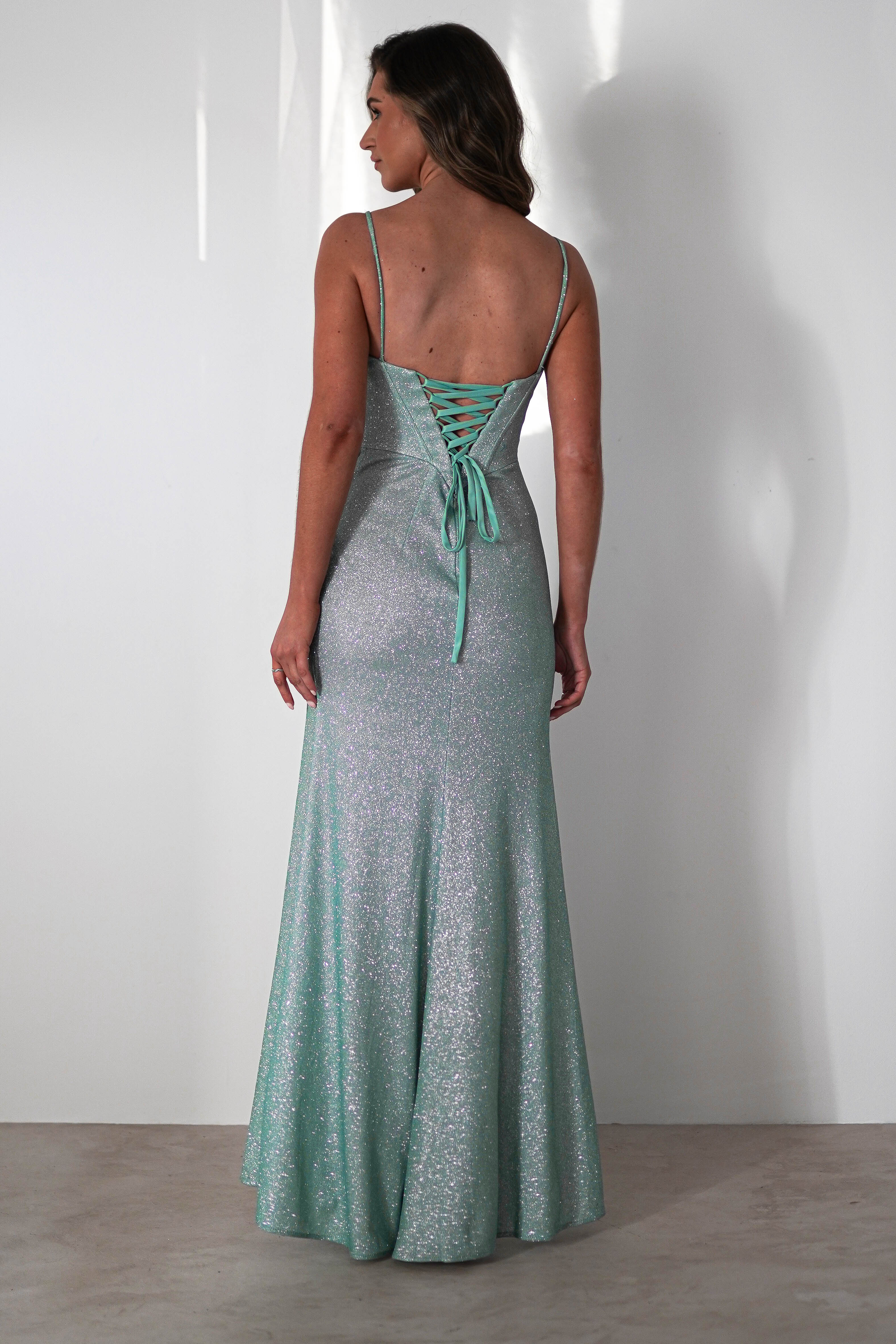 Anastasia Glitter Sweetheart Gown | Light Green | Debs & Prom | Formal Gown | Oh Hello Clothing