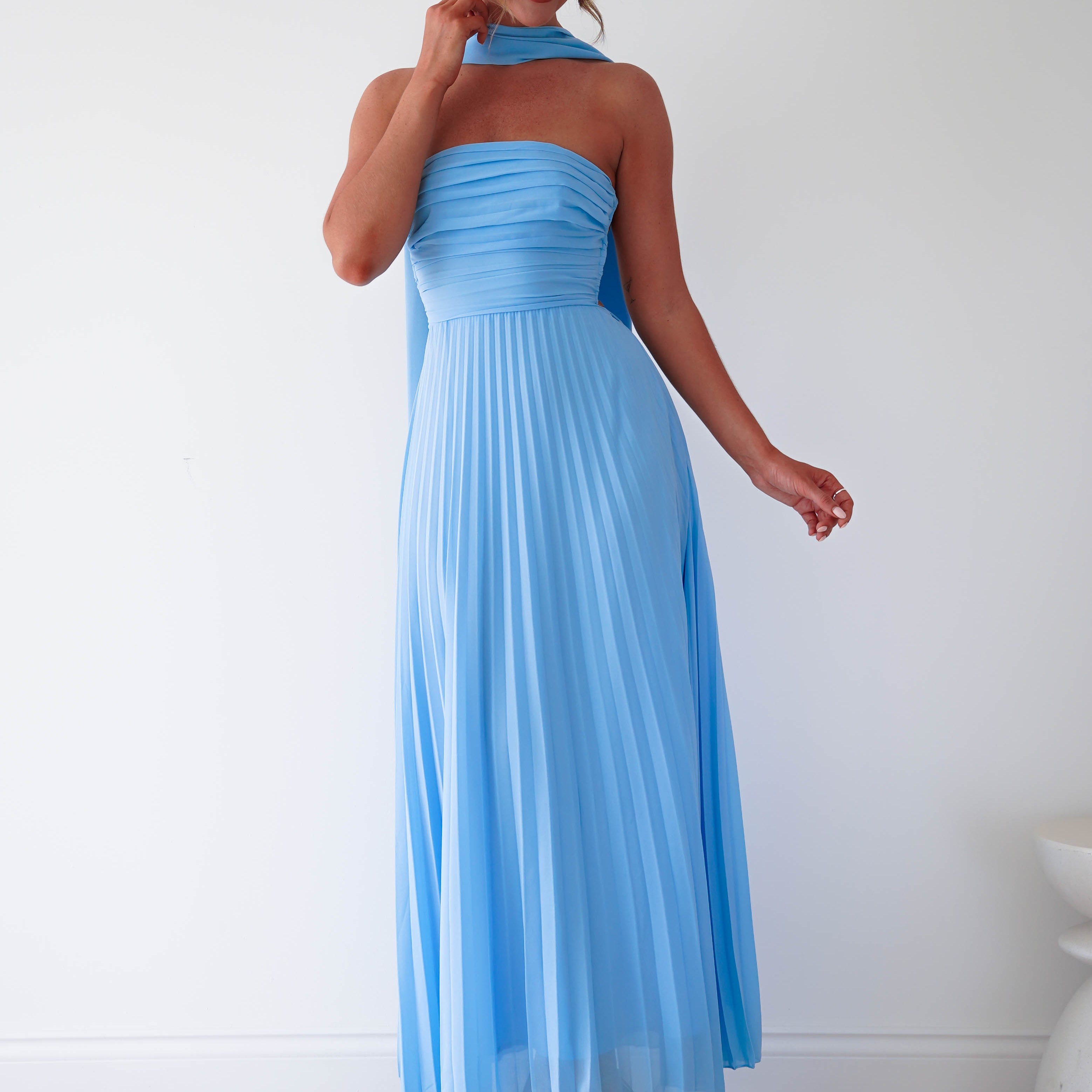 Oh Hello Clothing Women > Clothing > Dresses 1 *DONE Vasanti Pleated Strapless Maxi Dress | BLUE