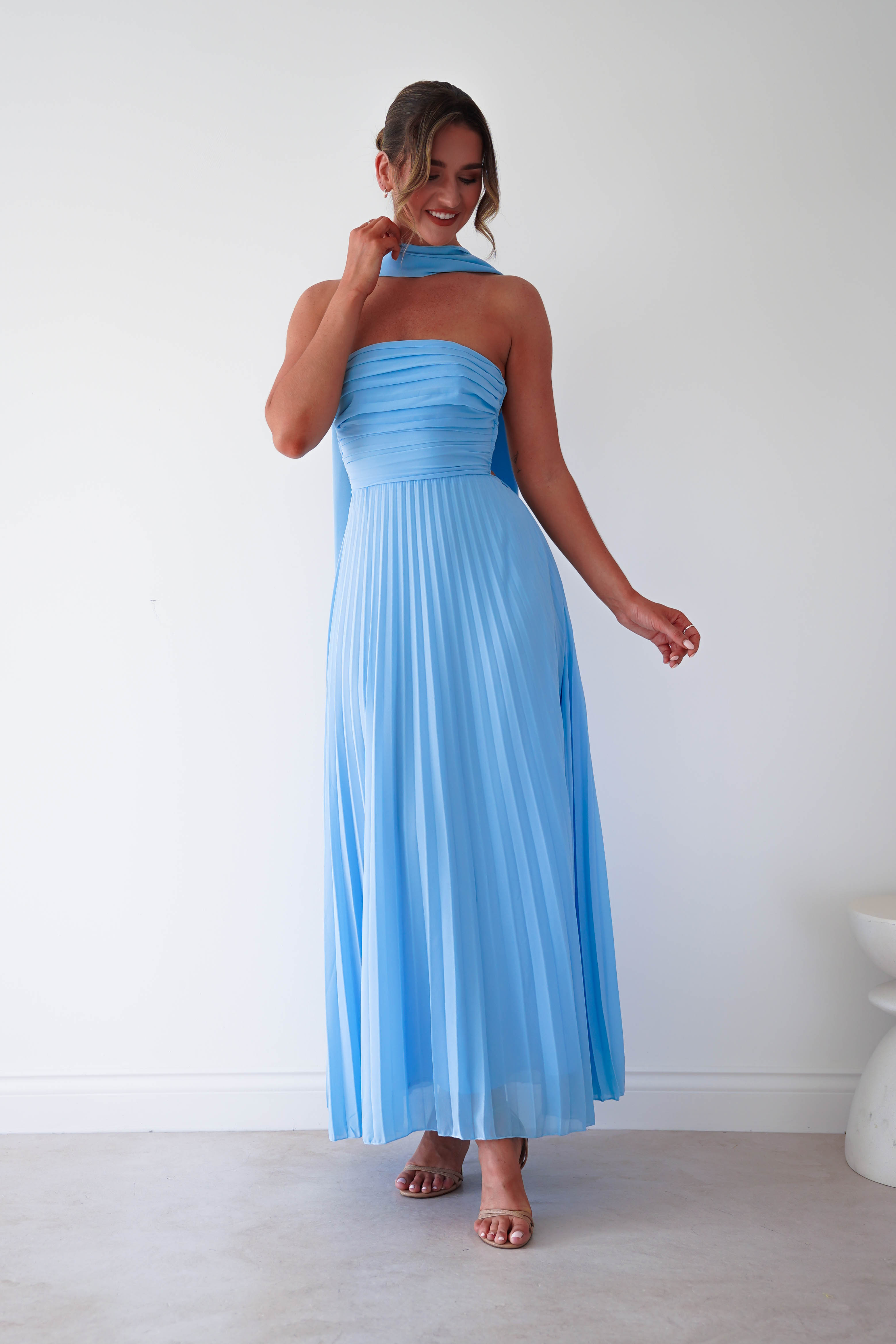 Oh Hello Clothing Women > Clothing > Dresses 1 *DONE Vasanti Pleated Strapless Maxi Dress | BLUE
