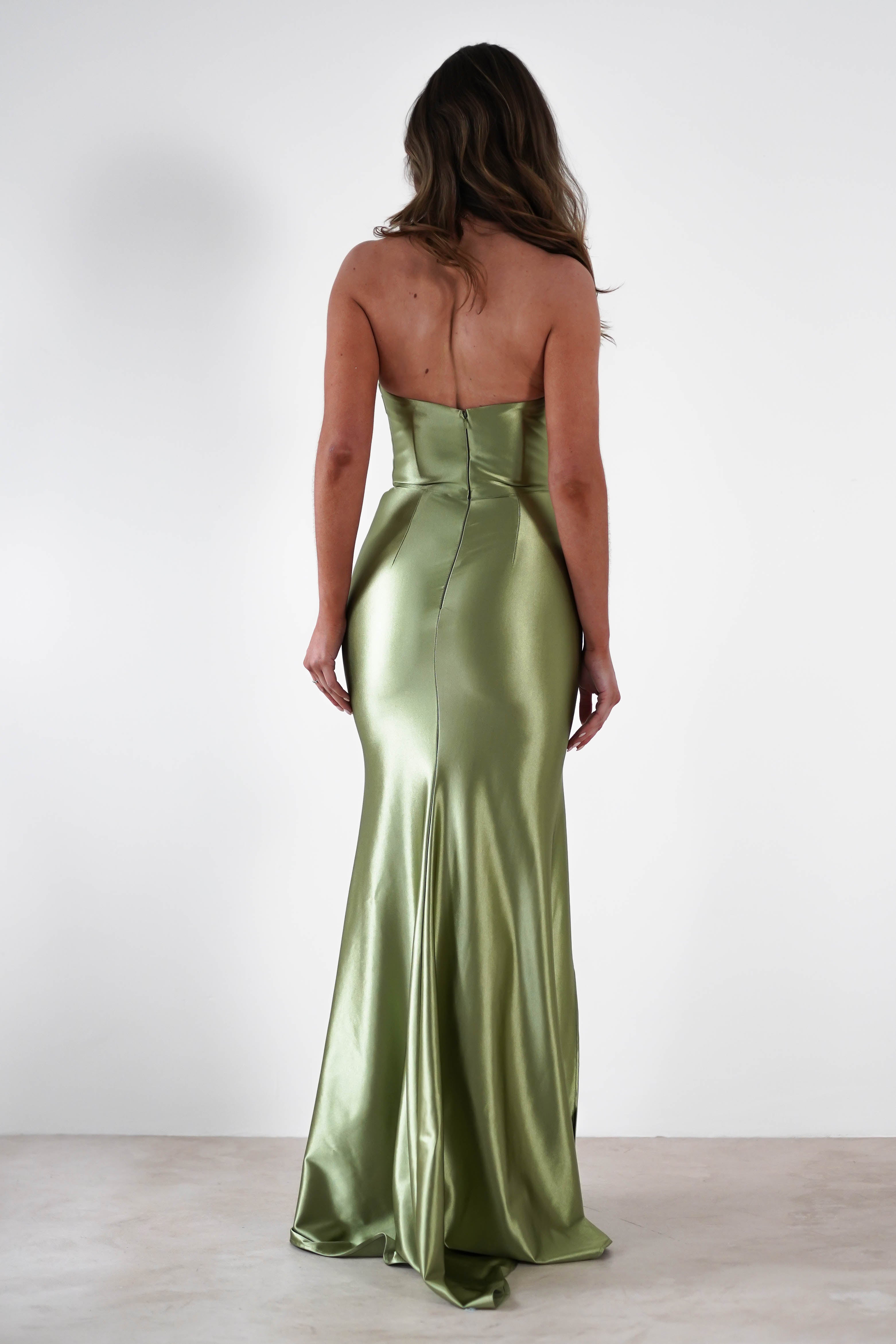 Venice Strapless Bodycon Gown | Green | Debs & Prom | Formal Gown | Oh Hello Clothing