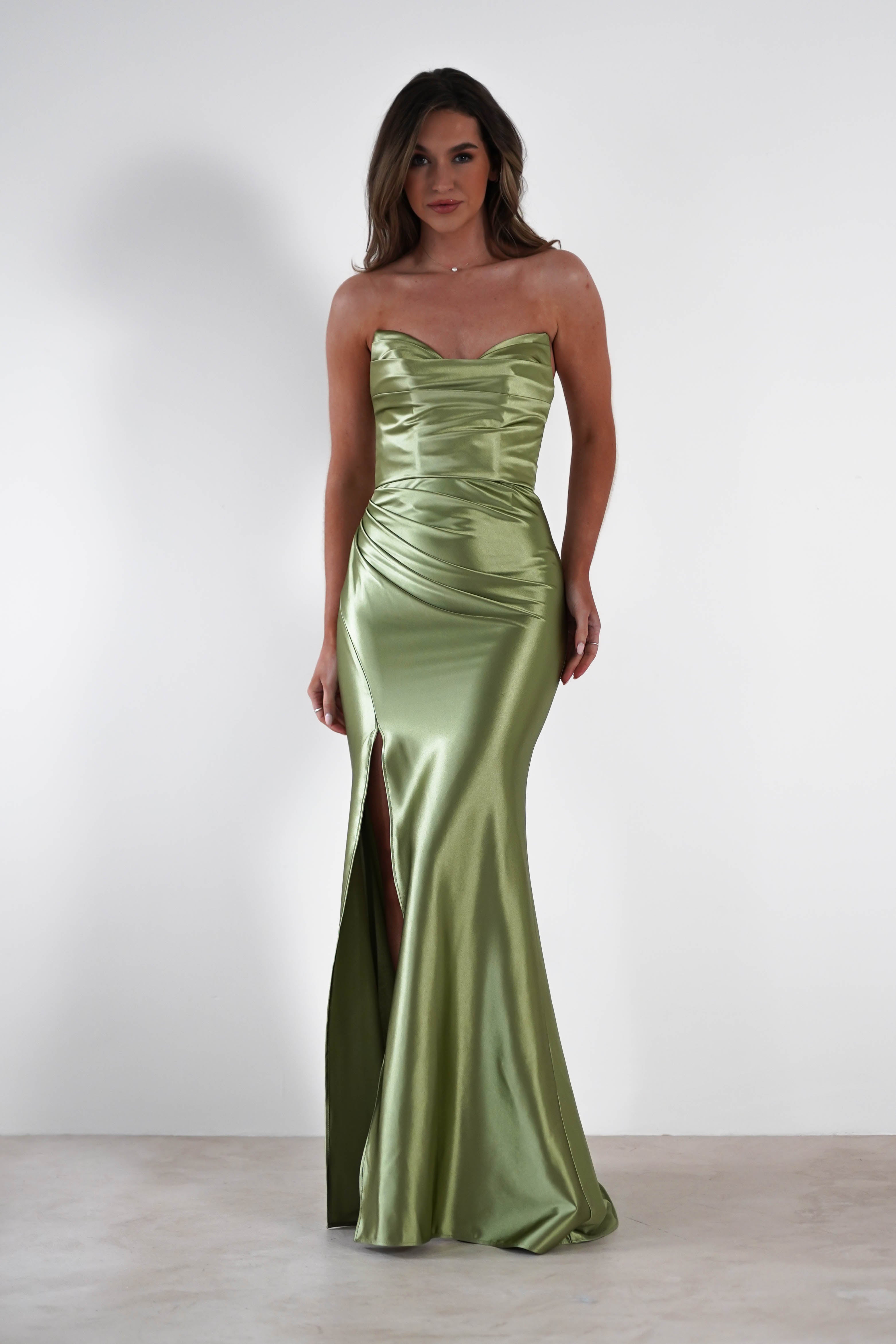 Venice Strapless Bodycon Gown | Green | Debs & Prom | Formal Gown | Oh Hello Clothing