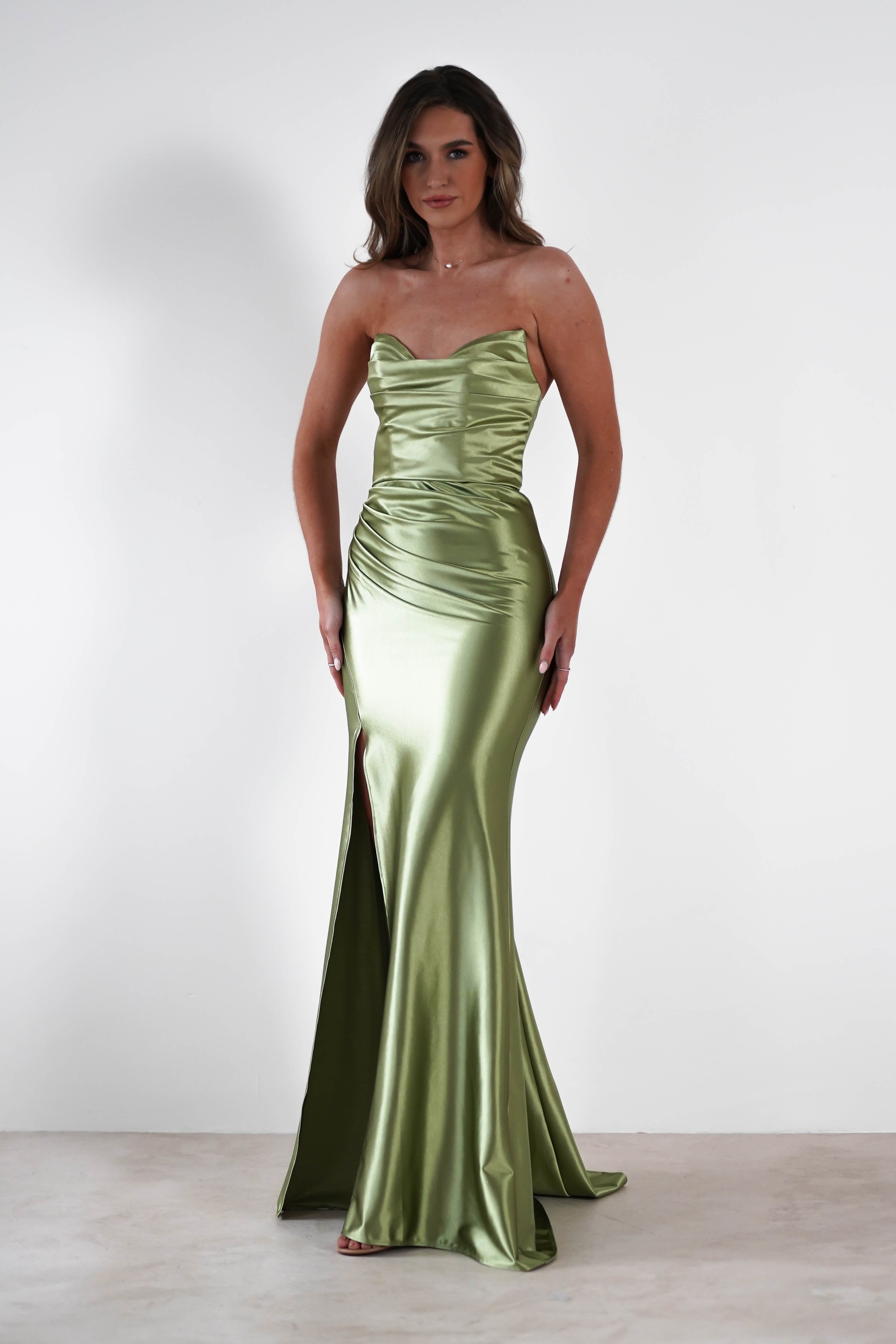 Venice Strapless Bodycon Gown | Green | Debs & Prom | Formal Gown | Oh Hello Clothing