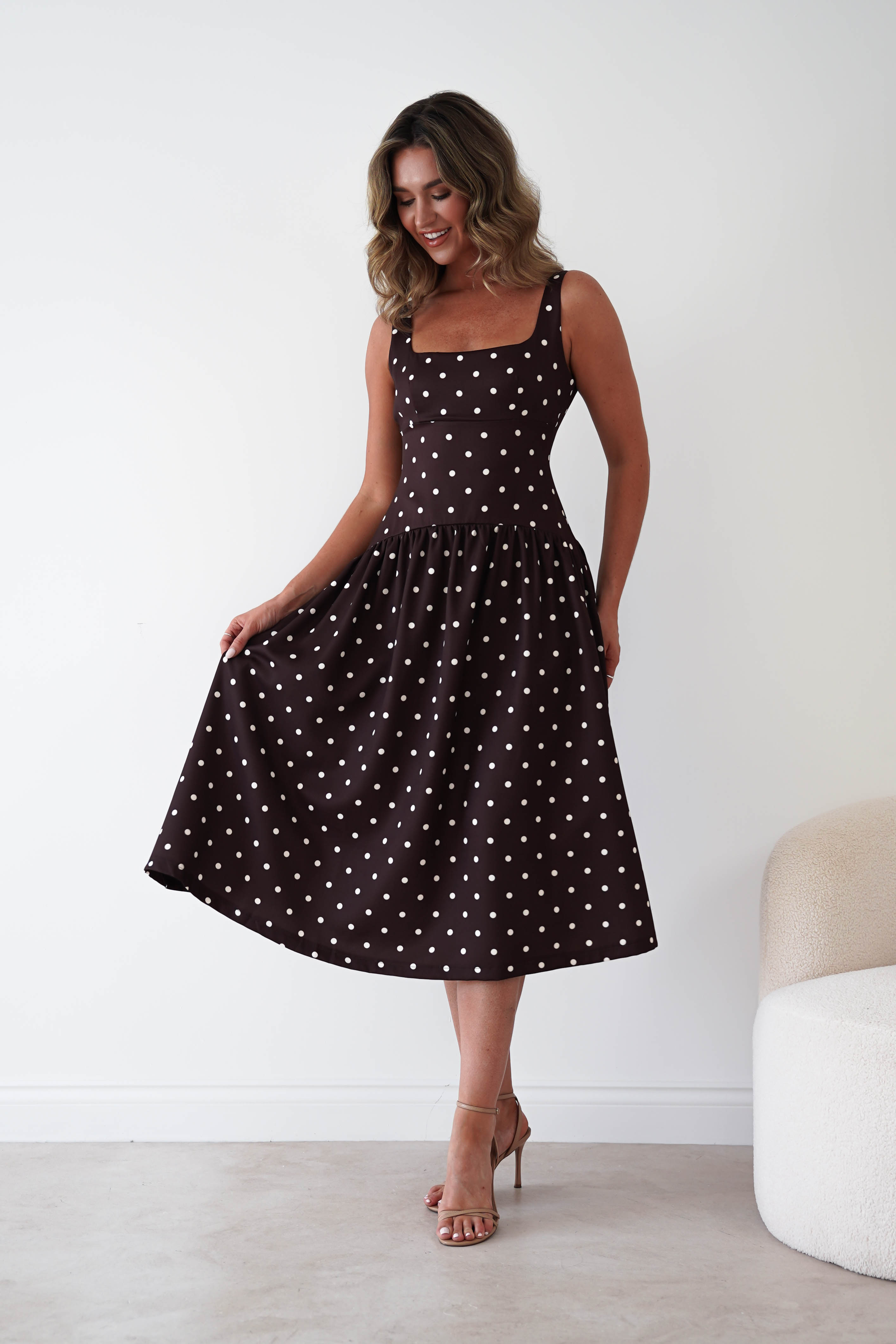 Oh Hello Clothing Women > Clothing > Dresses 1*DONE-VERY&LUCY- Brown polka dot dress