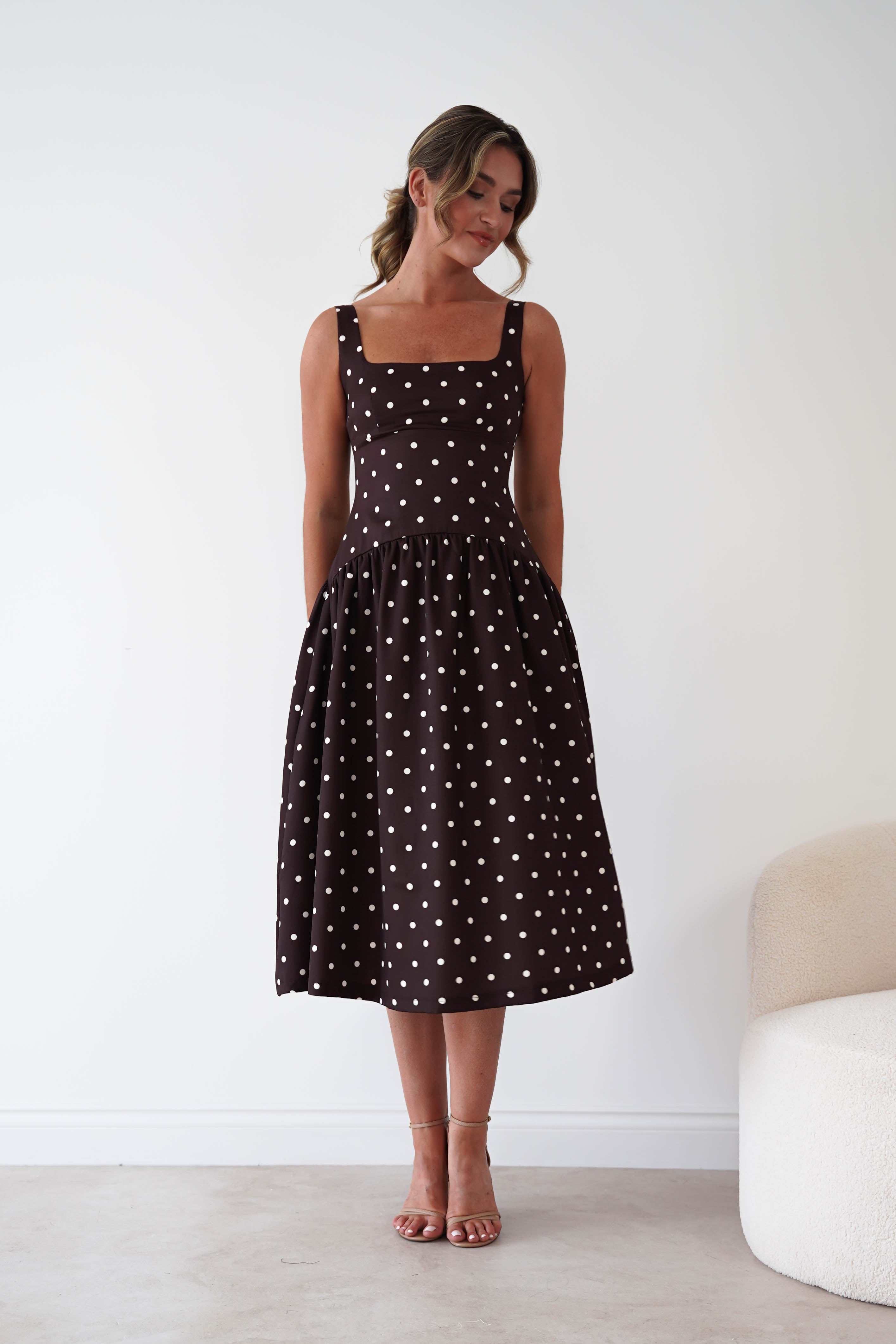 Oh Hello Clothing Women > Clothing > Dresses 1*DONE-VERY&LUCY- Brown polka dot dress