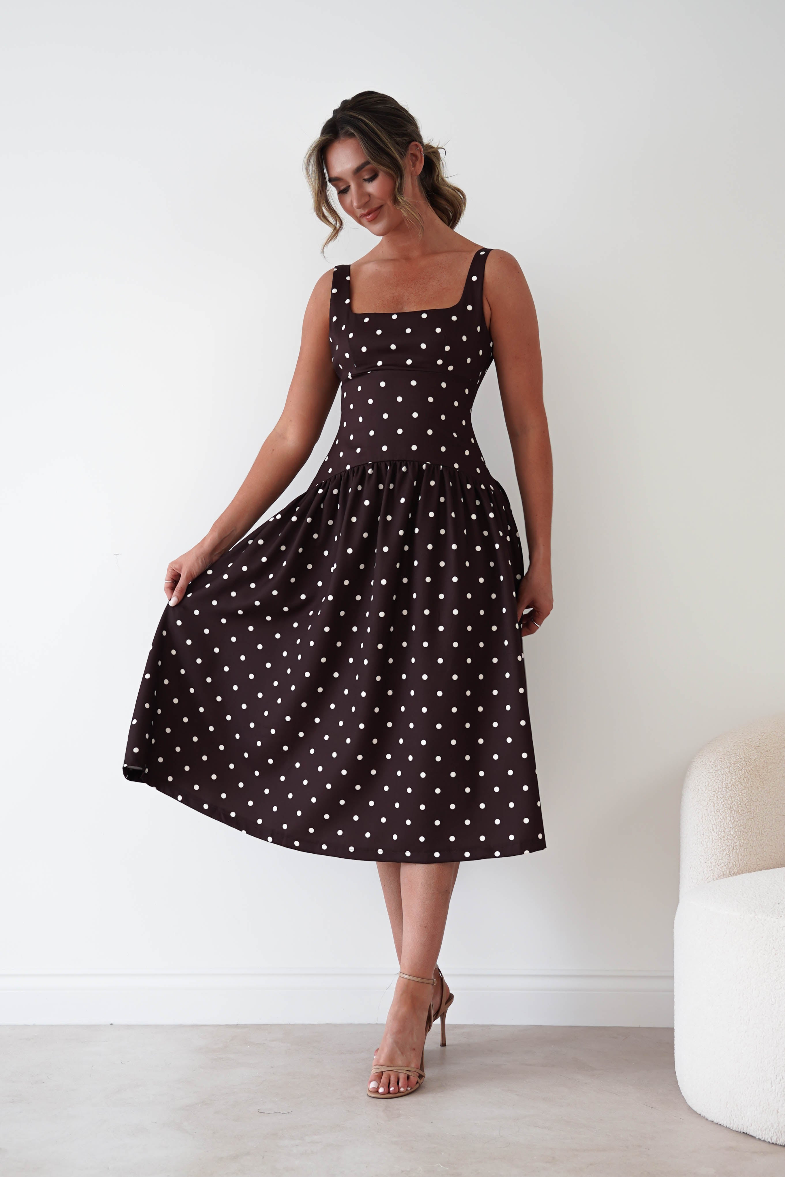 Oh Hello Clothing Women > Clothing > Dresses 1*DONE-VERY&LUCY- Brown polka dot dress