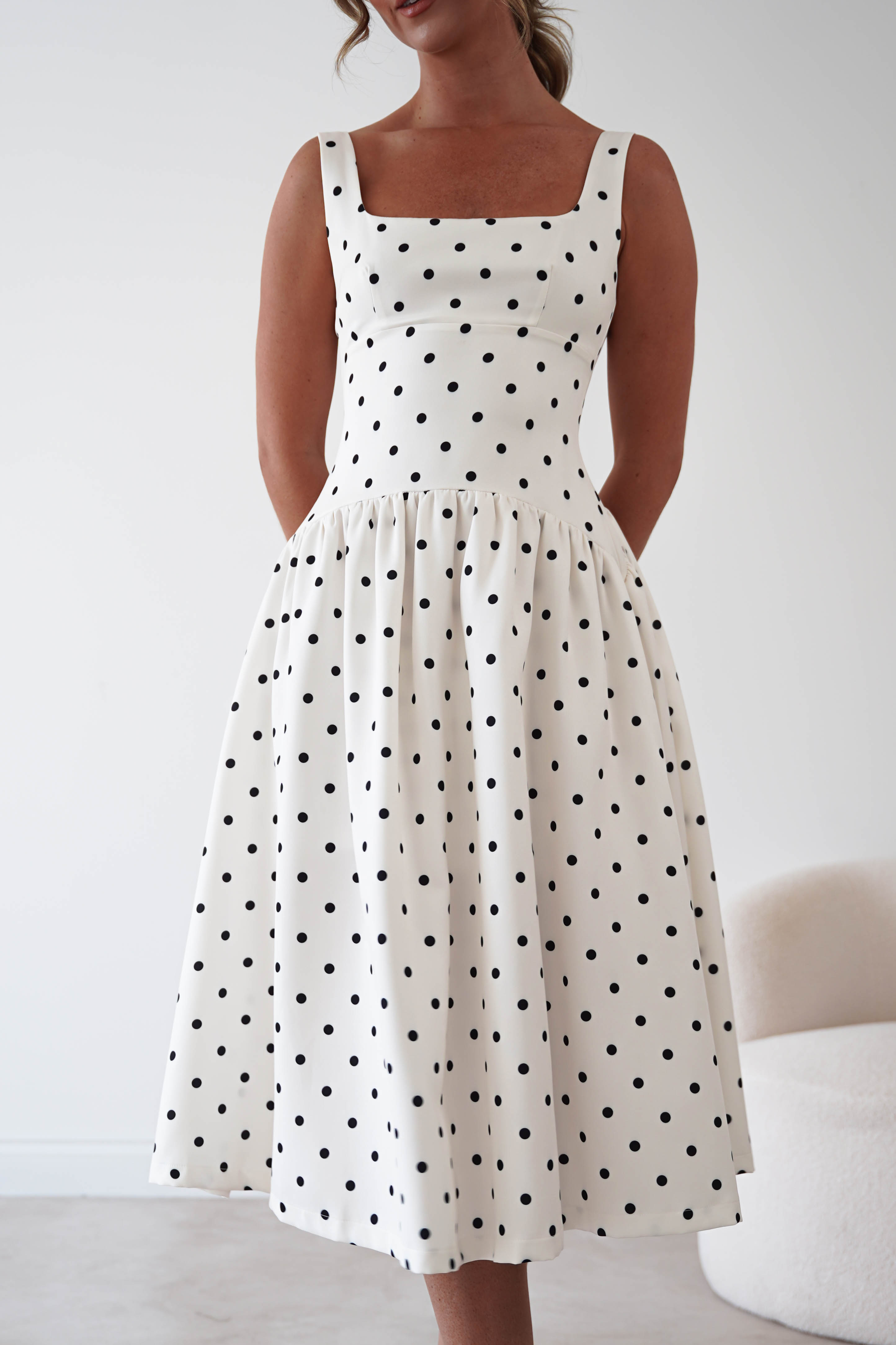 Oh Hello Clothing Women > Clothing > Dresses 1*DONE-VERY&LUCY- cream polka dot dress (Copy)