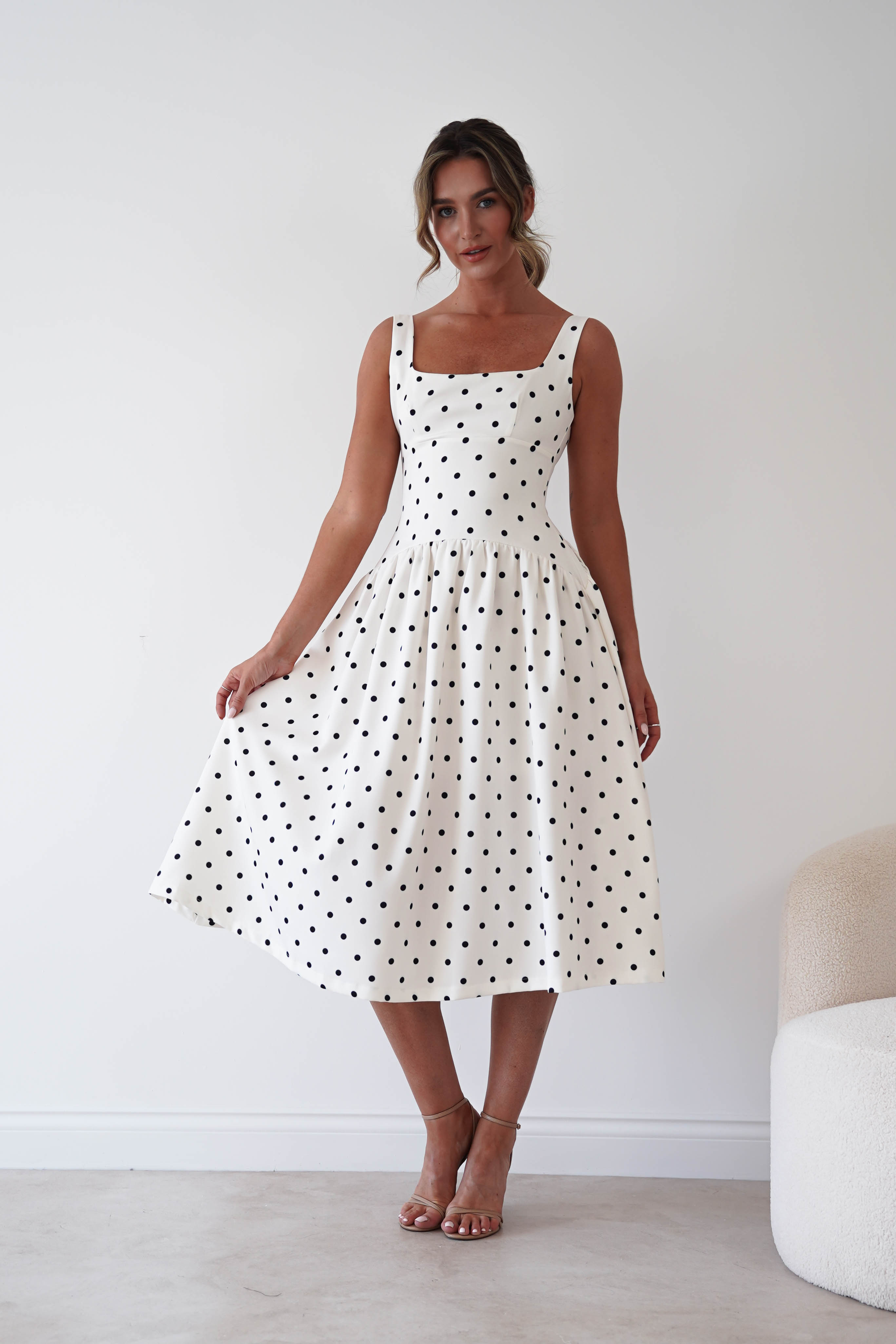 Oh Hello Clothing Women > Clothing > Dresses 1*DONE-VERY&LUCY- cream polka dot dress (Copy)