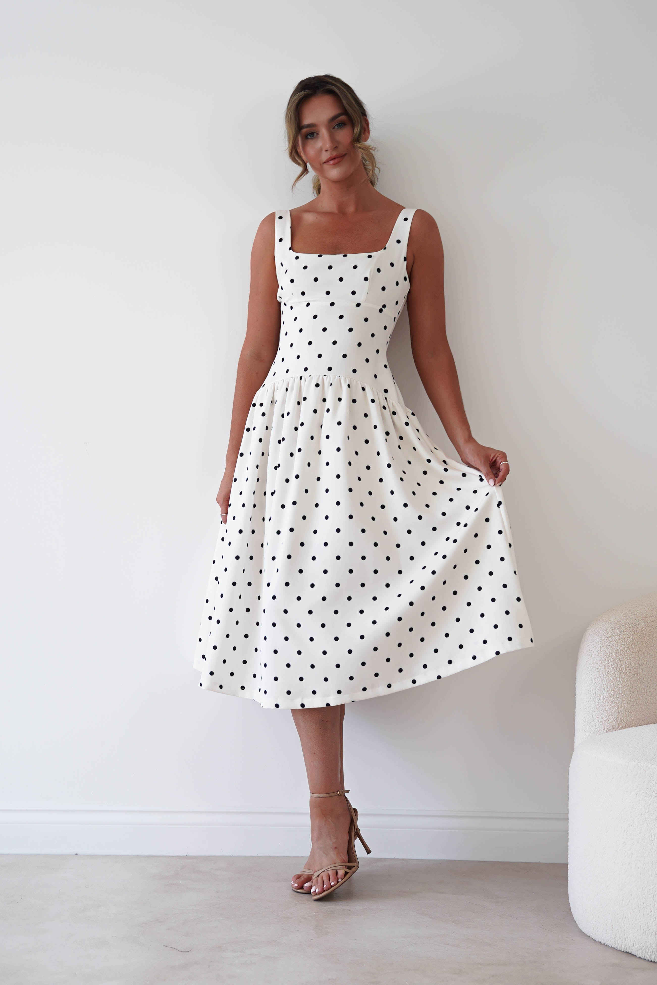 Oh Hello Clothing Women > Clothing > Dresses 1*DONE-VERY&LUCY- cream polka dot dress (Copy)