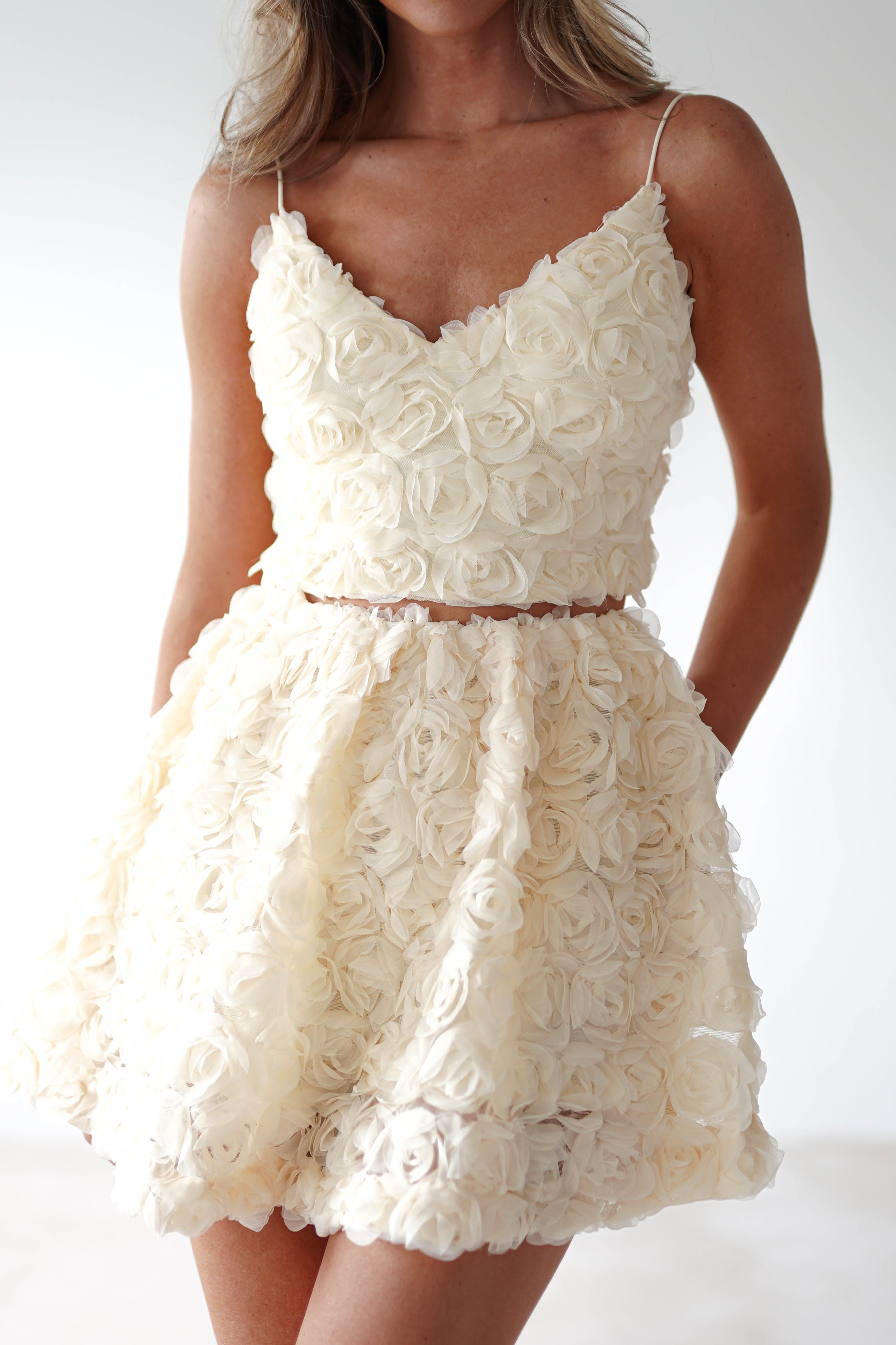 Lydia Butter Floral Applique Top & Skirt Set | Oh Hello Clothing