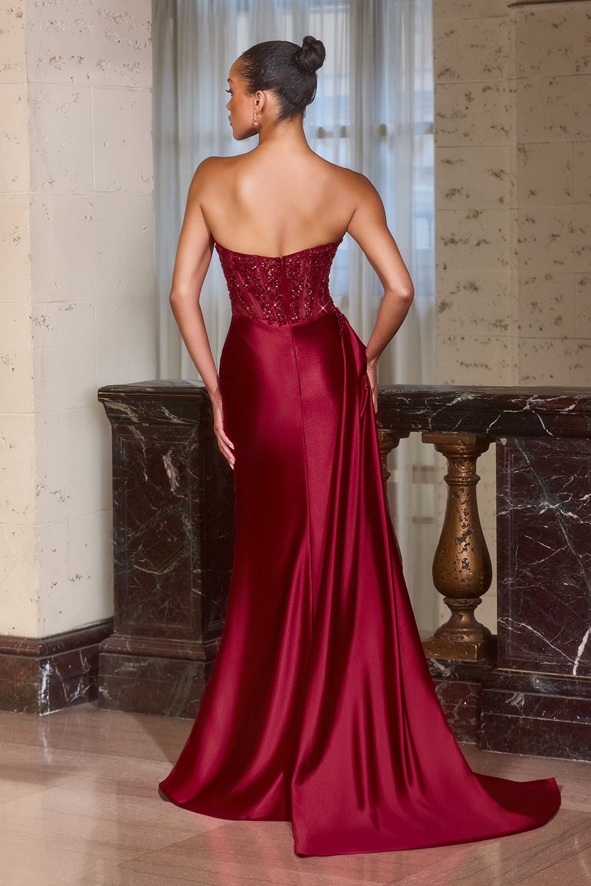 1*DONE-CINDERALLA-J887- BURGUNDY WITH SEQUIN DETAIL SAMPLE-Oh Hello Clothing