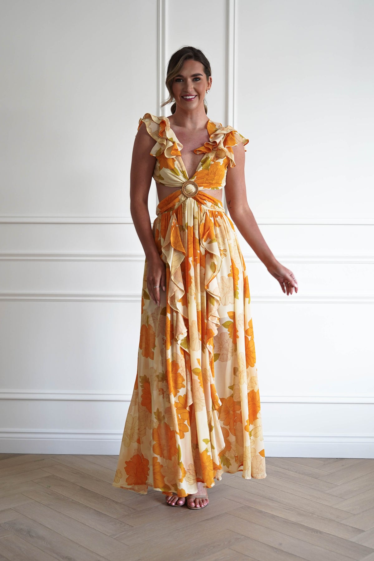 1*DONE -DRESS FORUM-FD11875-MANGOBLOOSOM Cut-Out Maxi Dress-Oh Hello Clothing