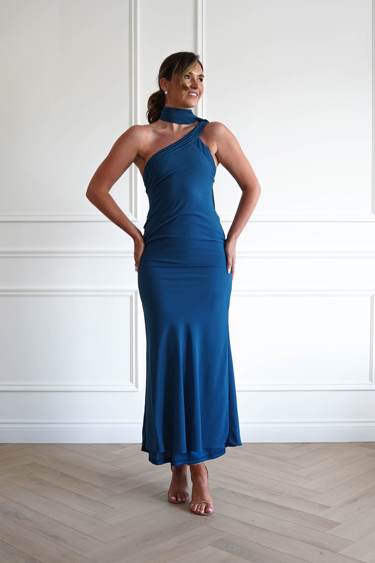 1*DONE-Hathaway Chiffon Drape Maxi Dress | TEAL-Oh Hello Clothing