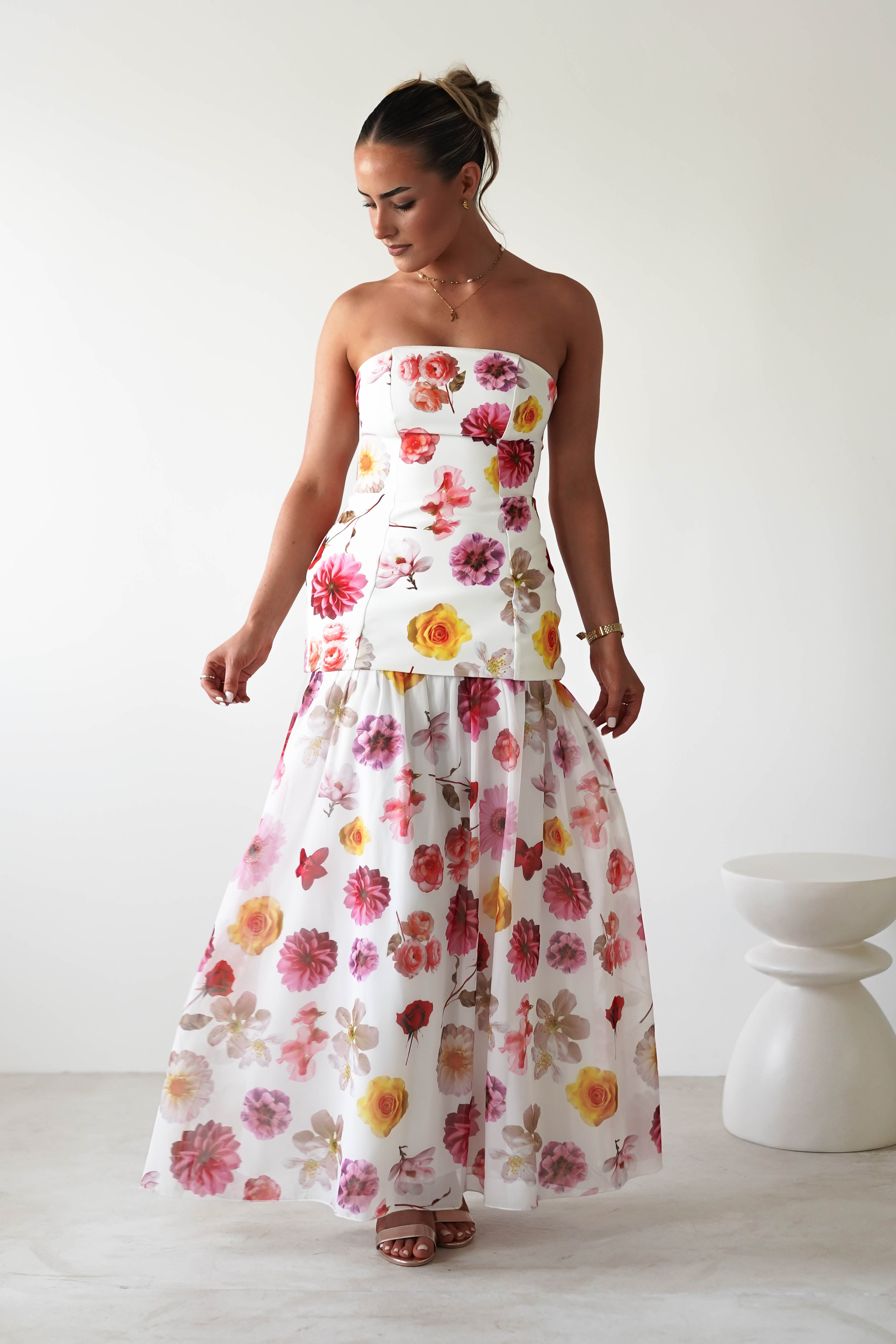 Talia Strapless Floral Print Maxi Dress Mixed Print | Wedding Guest Dress | Maxi | Oh Hello Clothing